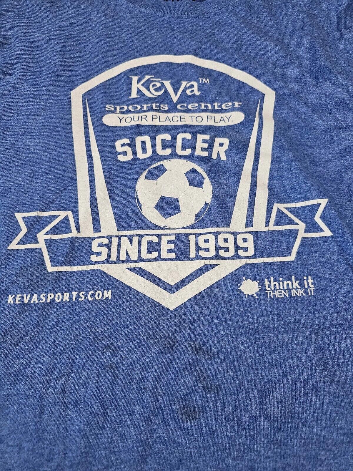 Gildan keva soccer Sports complex tshirt Blue Kids L - Stains Size US XXS / EU 40 - 2 Thumbnail