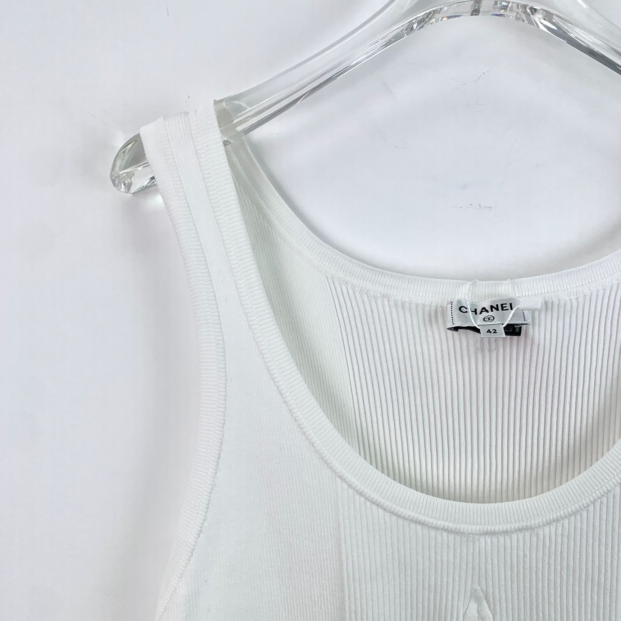 Chanel Chanel White Ribbed Cotton Blend Sleeveless Knit Vest With L Size M / US 6-8 / IT 42-44 - 7 Thumbnail