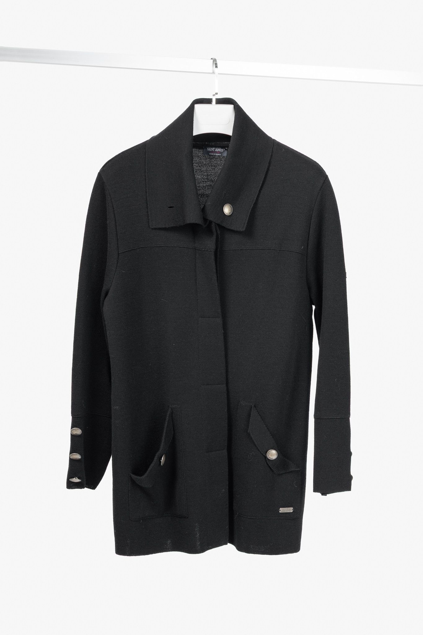 Saint James Saint James Black Wool Collared Cardigan Size L / US 10 / IT 46 - 1 Thumbnail