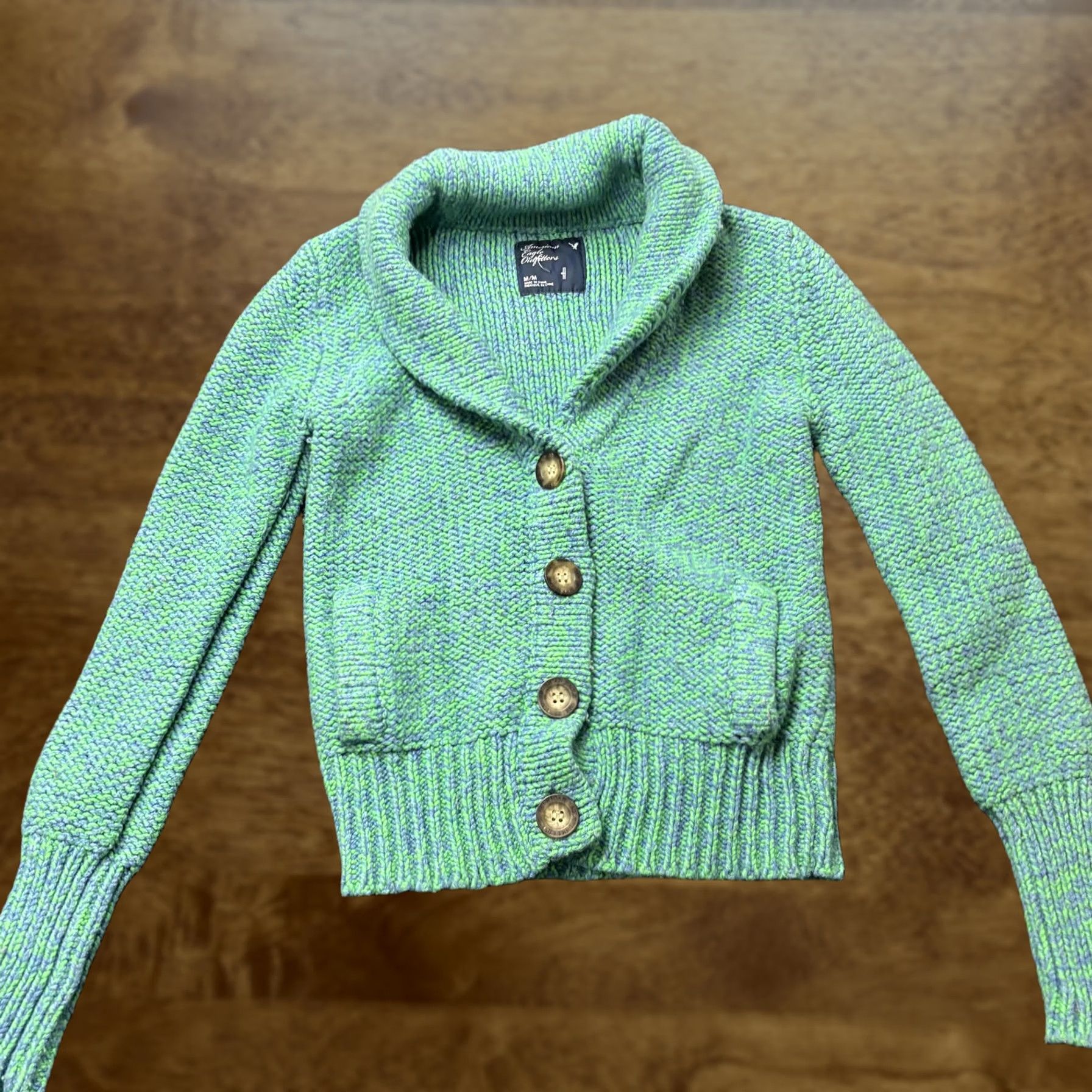 American Eagle Outfitters VINTAGE American Eagle Outfitters Cardigan Sweater Womens Med Green Shawl Knit Size M / US 6-8 / IT 42-44 - 1 Thumbnail