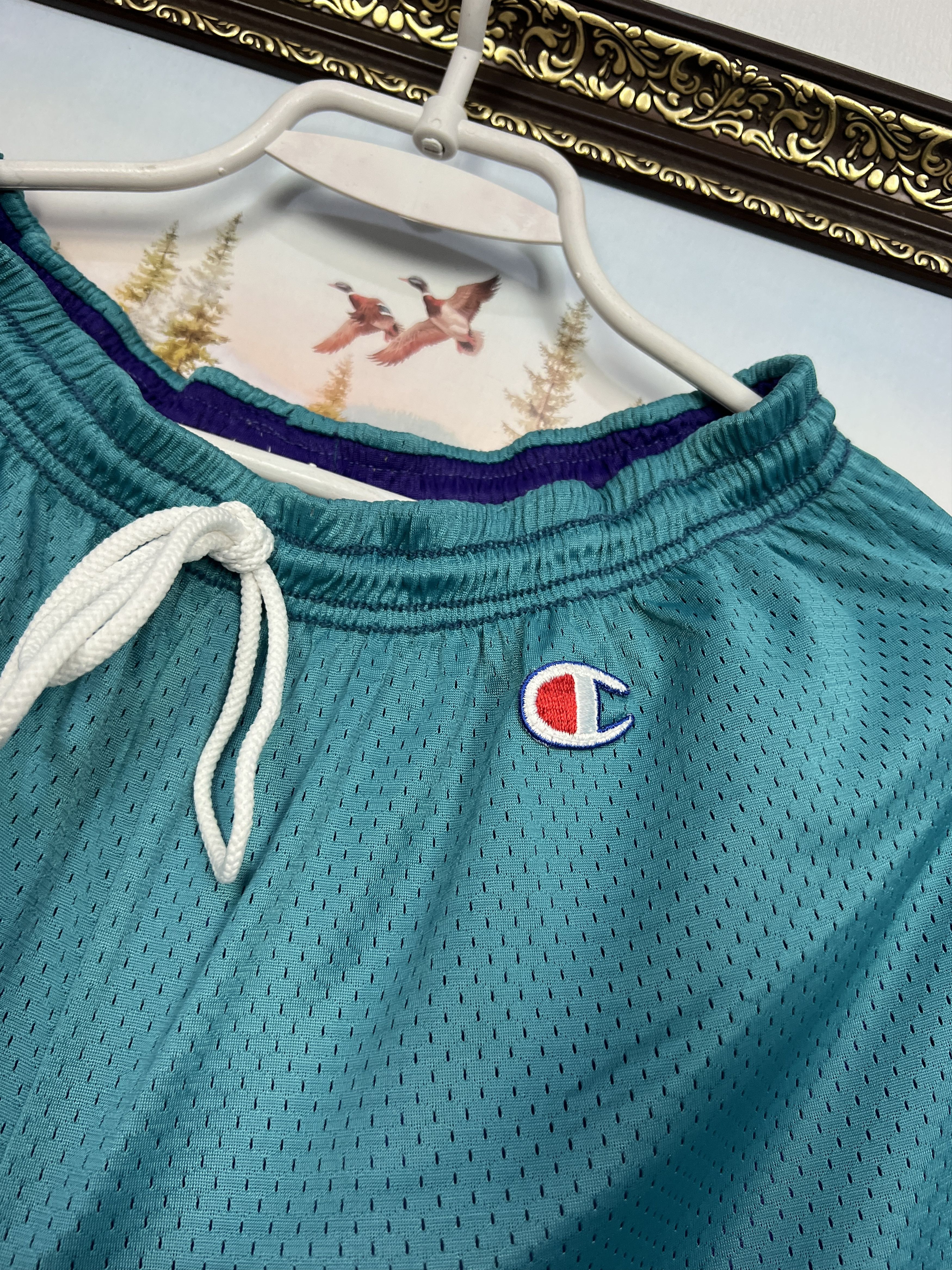 Champion Vintage 90's Charlotte Hornets Double Sided Shorts NBA Size US 32 / EU 48 - 8 Thumbnail
