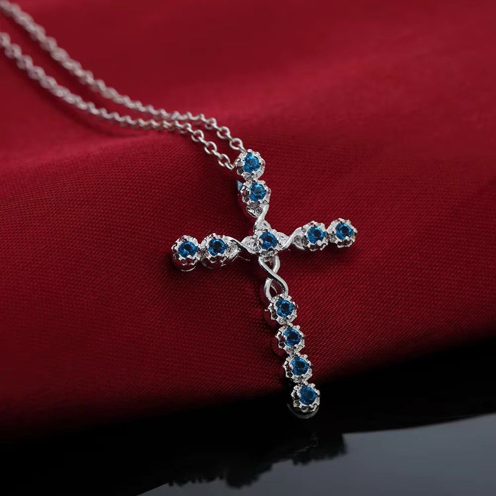 Jewelry Zircon Cross Pendant Necklace Size ONE SIZE - 2 Thumbnail