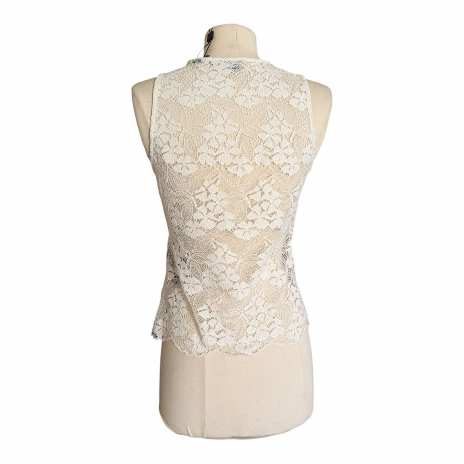 The Kooples The Kooples Stretch Lace Fitted Tank OffWhite Round Sz 1 NWT Size S / US 4 / IT 40 - 5 Thumbnail