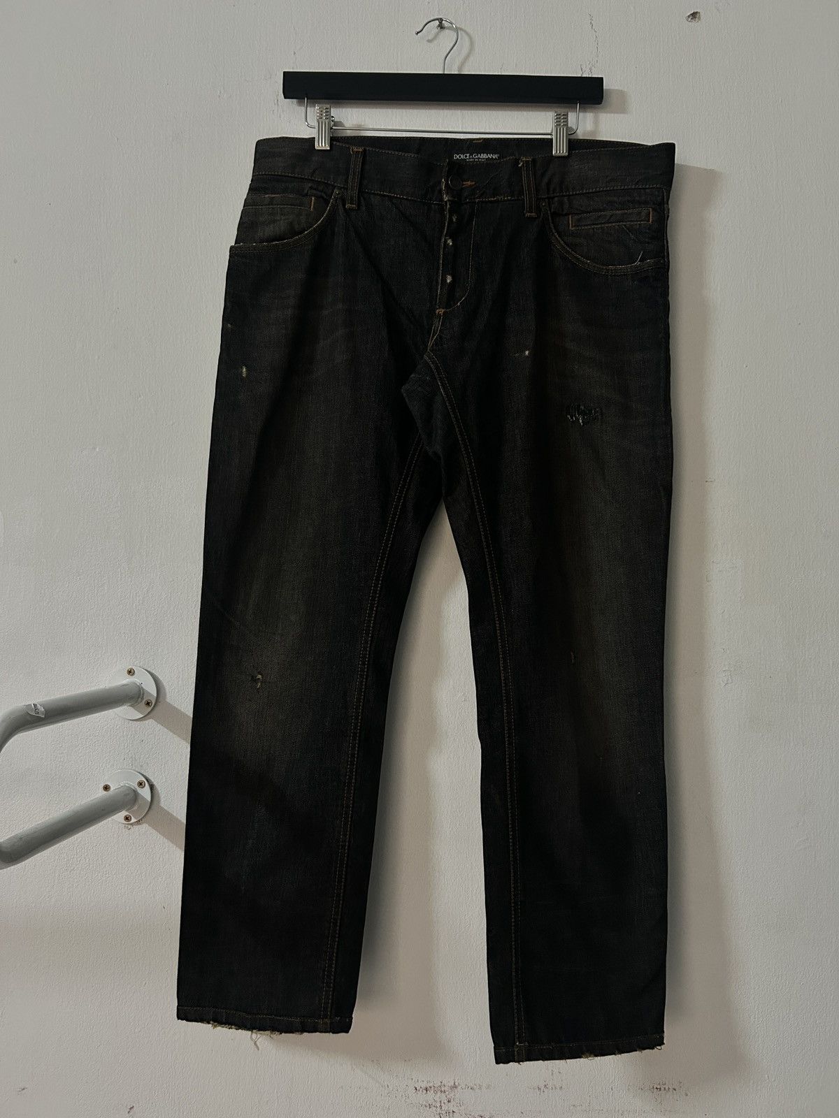 Dolce & Gabbana × Japanese Brand Dolce Gabbana Distressed Black Jeans Size US 37 - 1 Thumbnail