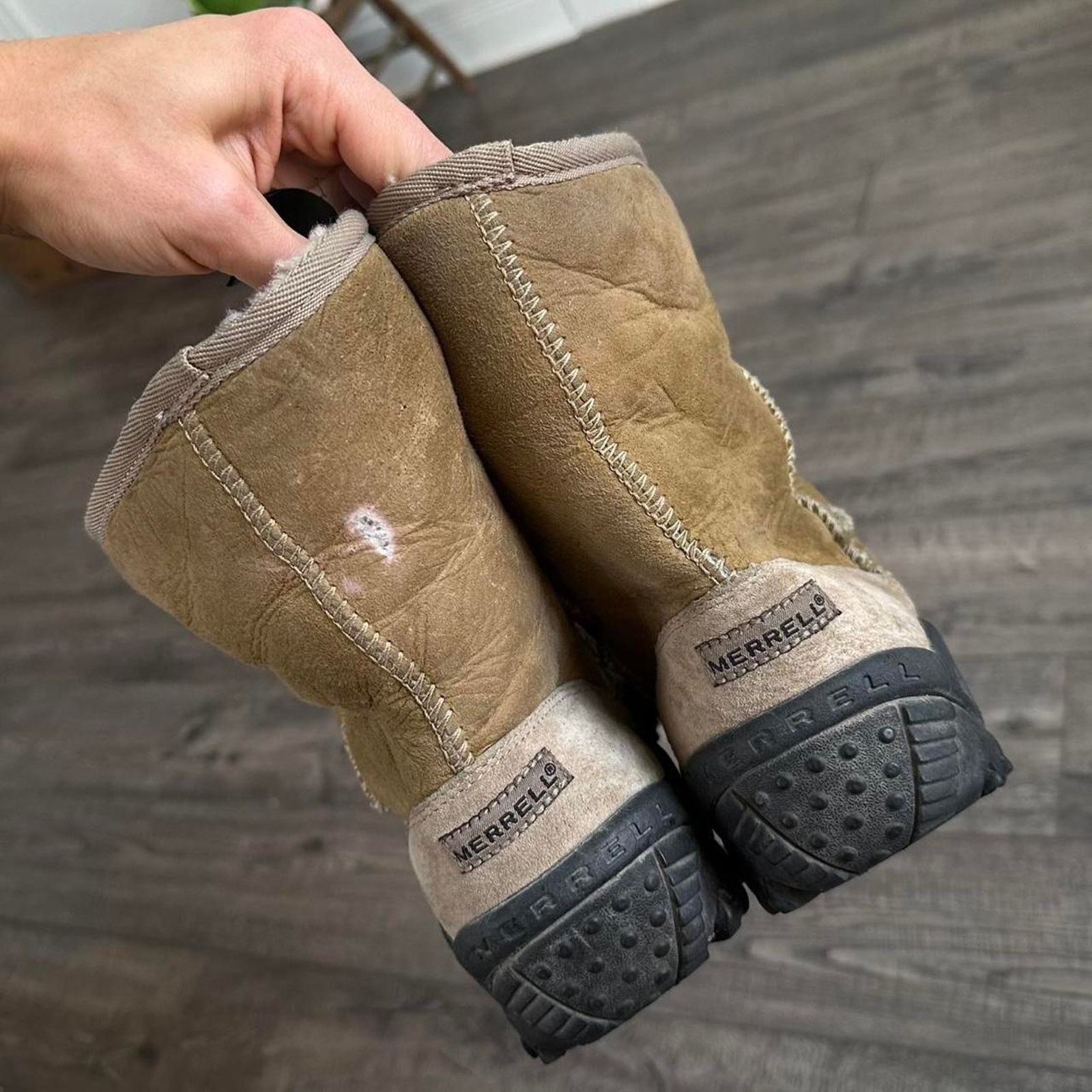 Merrell × Vintage Vintage Y2K Merrell Brown Suede Fur Lined Moc Winter Boots Size US 9.5 / EU 42-43 - 4 Thumbnail