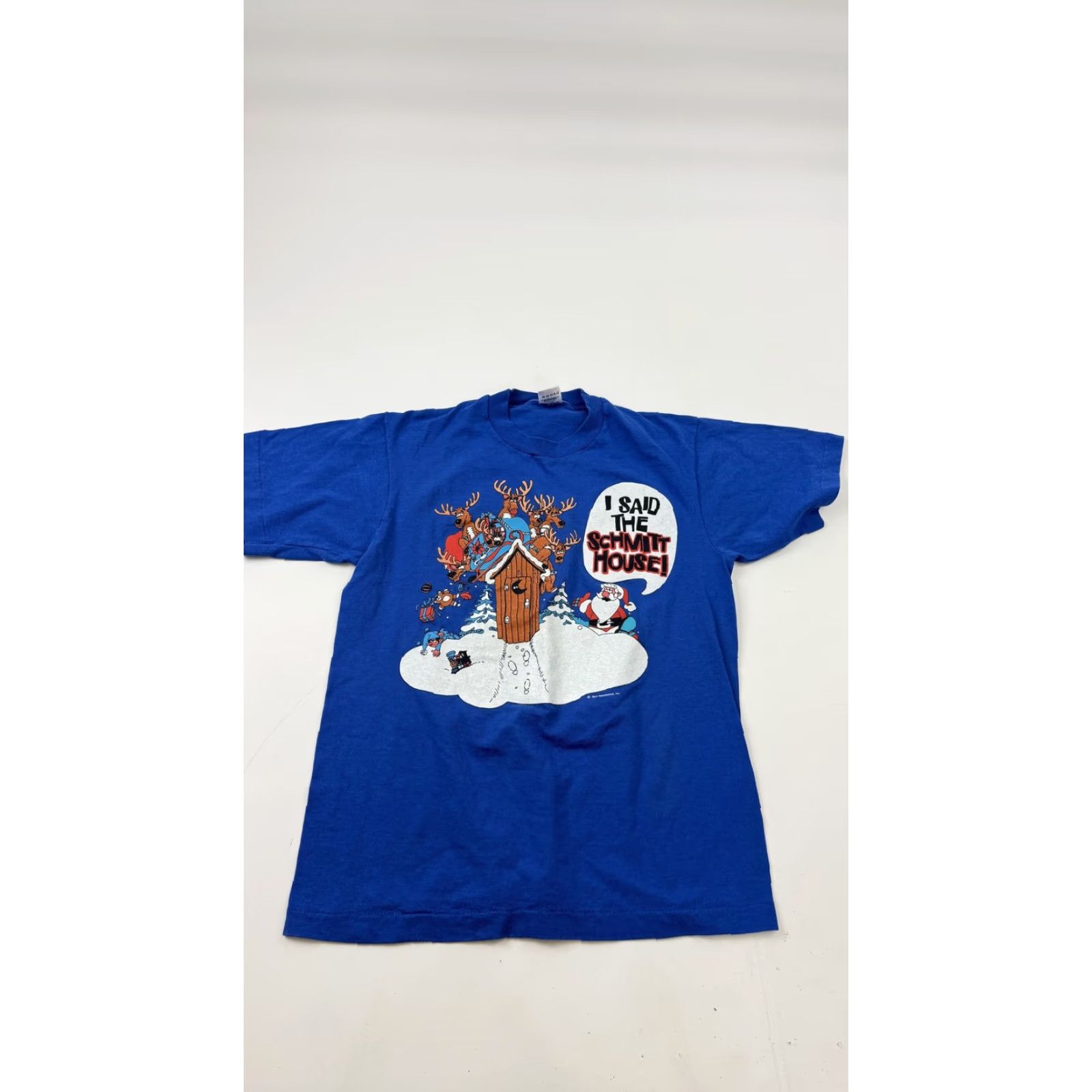 Fruit Of The Loom VINTAGE Christmas Santa Shirt Mens Medium Blue Graphic Funny 90s Sun Sportswear Size US M / EU 48-50 / 2 - 2 Thumbnail