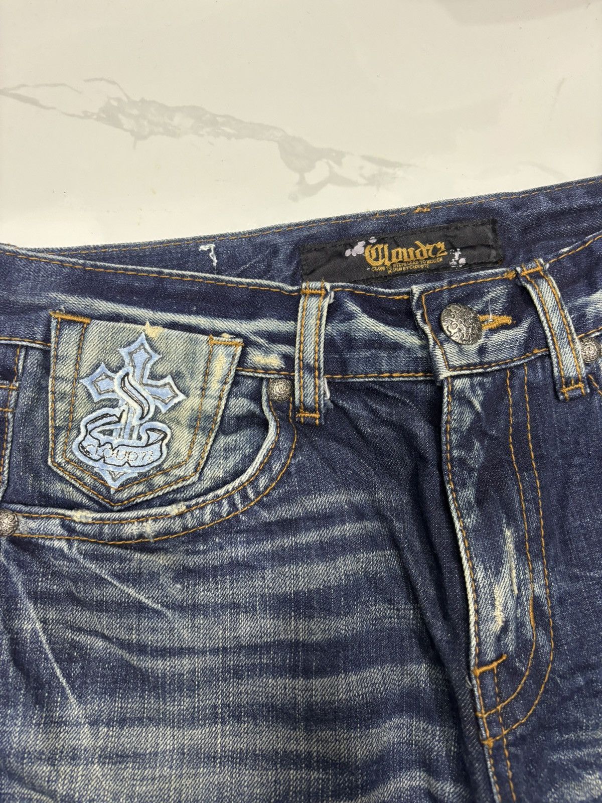 Number (N)ine Vintage Skulls Cross Patches Number Nine Style Denim Jeans Size US 29 - 12 Thumbnail