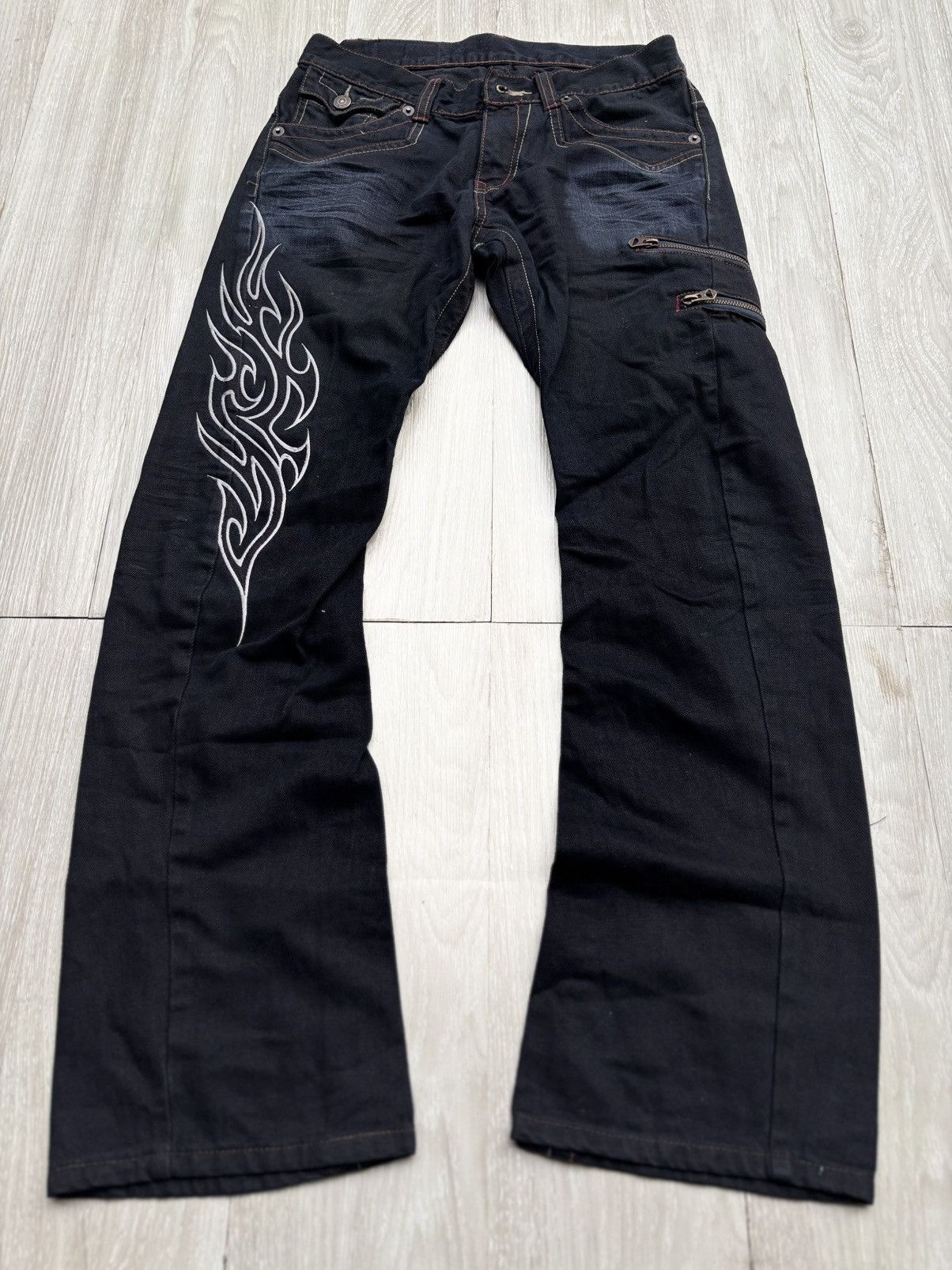 Japanese Brand Ratle trapp tribal flare jeans Size US 29 - 1 Thumbnail