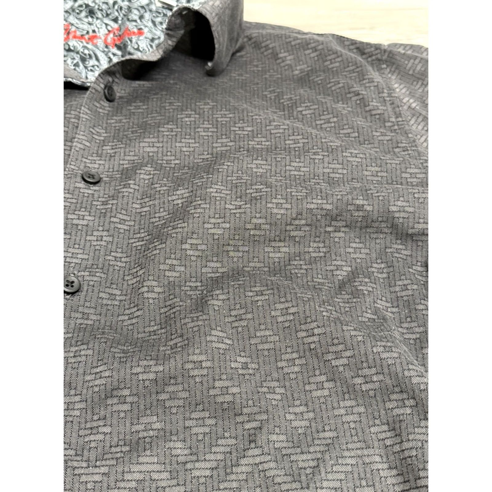 Robert Graham Robert Graham Shirt Mens XL Gray Geometric Castle Contrast Cuff Button Up Size US XL / EU 56 / 4 - 4 Thumbnail