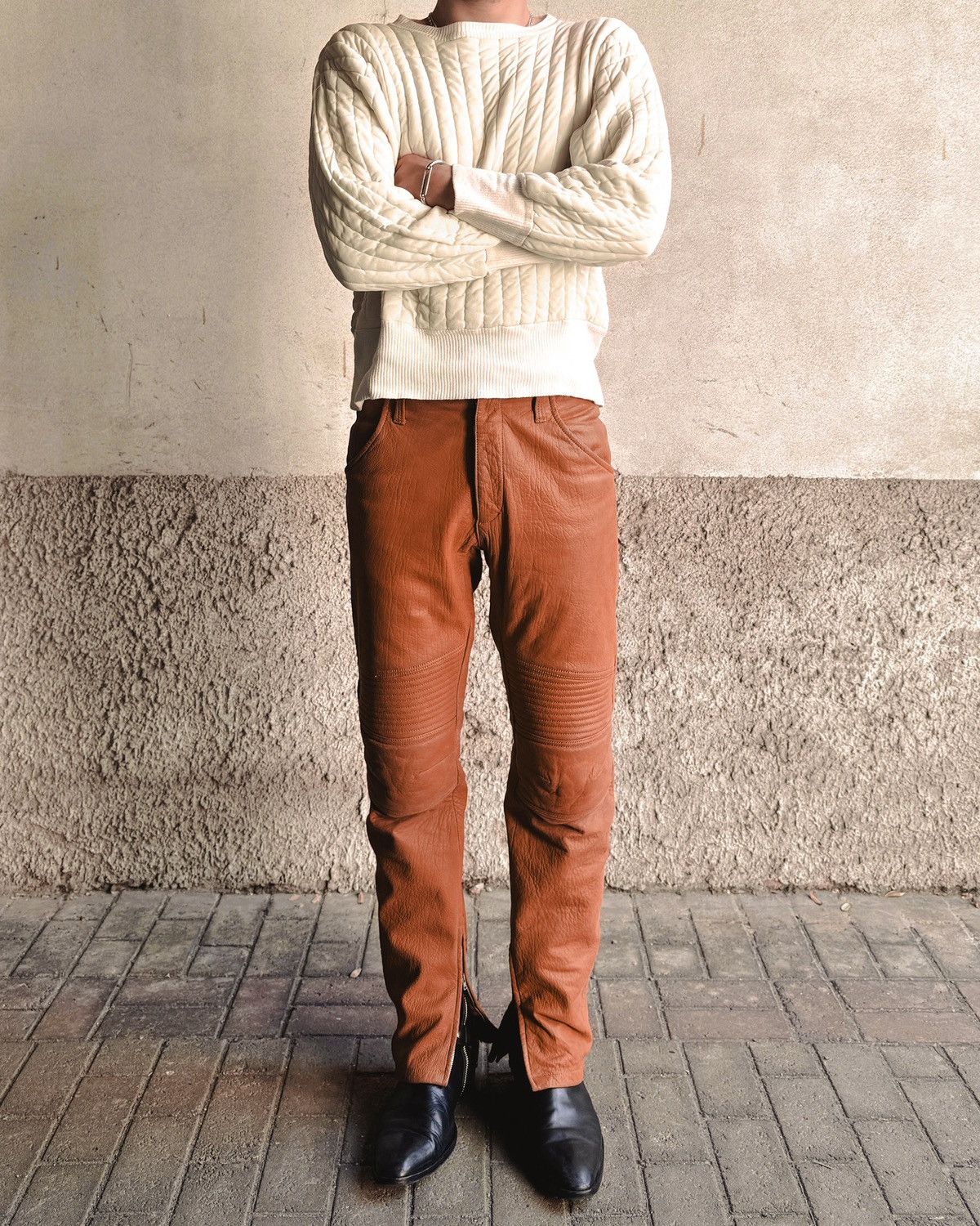 Helmut Lang Helmut Lang FW1999 “Safety Orange” Astro Biker leather pants Size US 28 / EU 44 - 2 Thumbnail