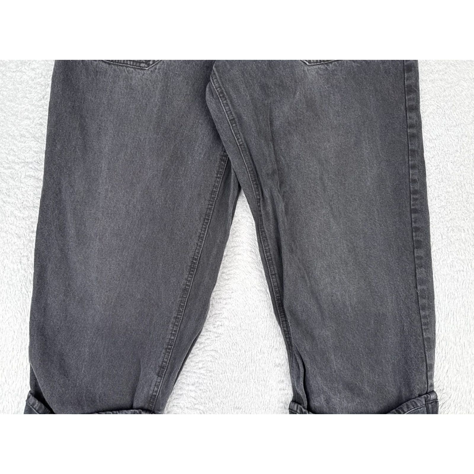 Vintage No Boundaries Jeans Womens 12 Charcoal High Rise Wide-Leg Cuffed Denim 31x27 (Relaxed) Size 34" / US 12 / IT 48 - 3 Thumbnail