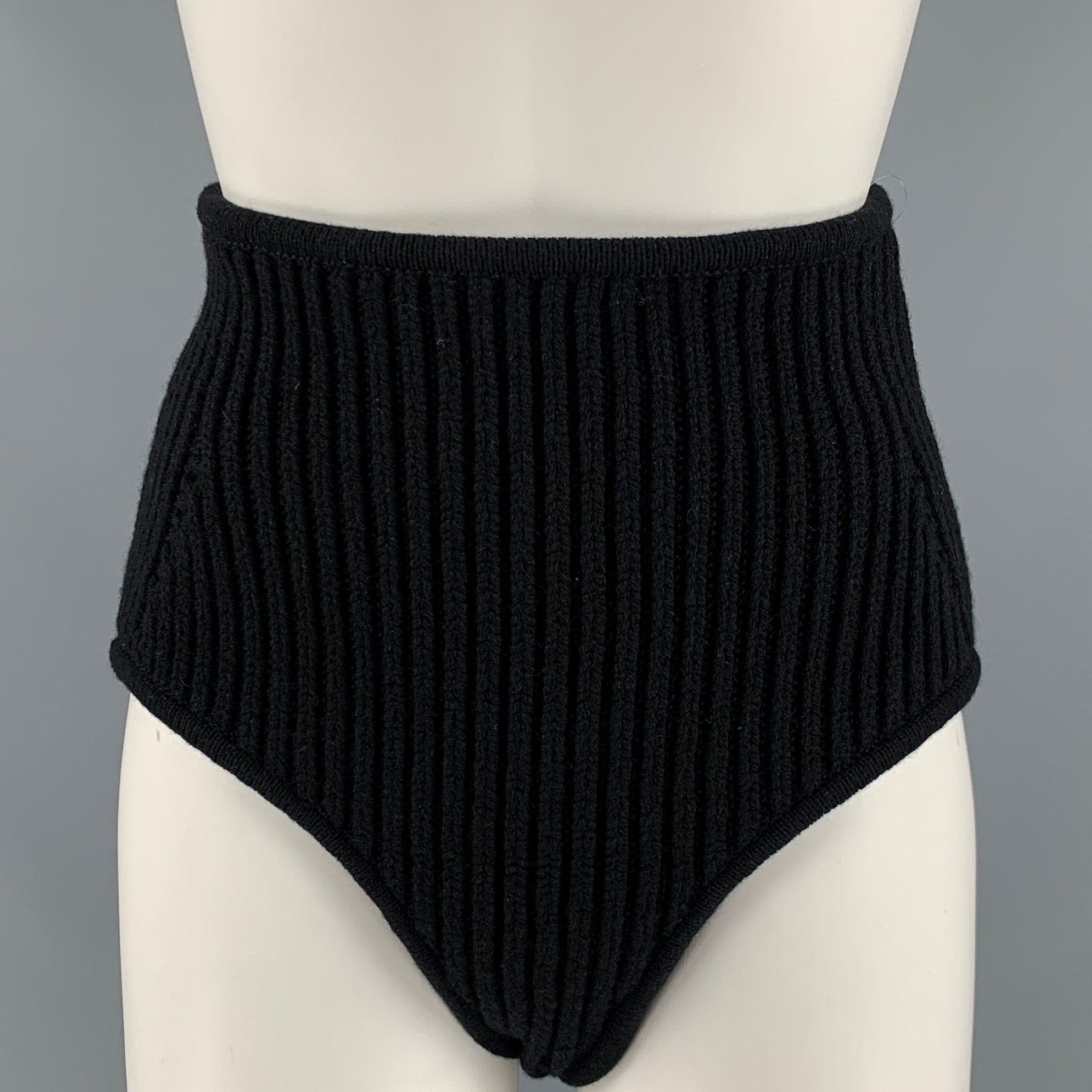 image of Alaia Black Wool Blend High Waisted Shorts, Women's (Size 26)