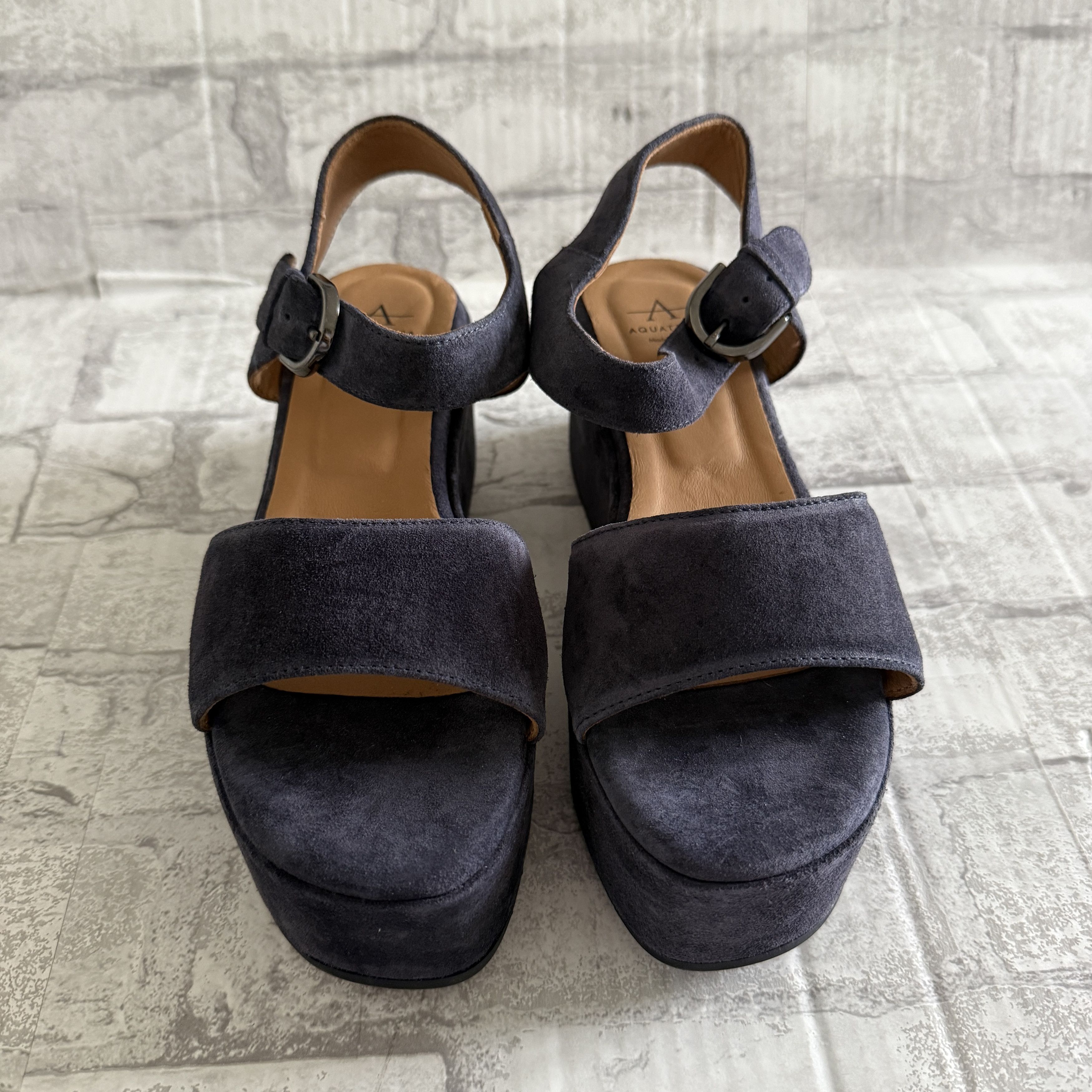 Aquatalia Aquatalia Dinah Navy Suede Water Repellent Platform Wedge Size US 7.5 / IT 37.5 - 1 Thumbnail