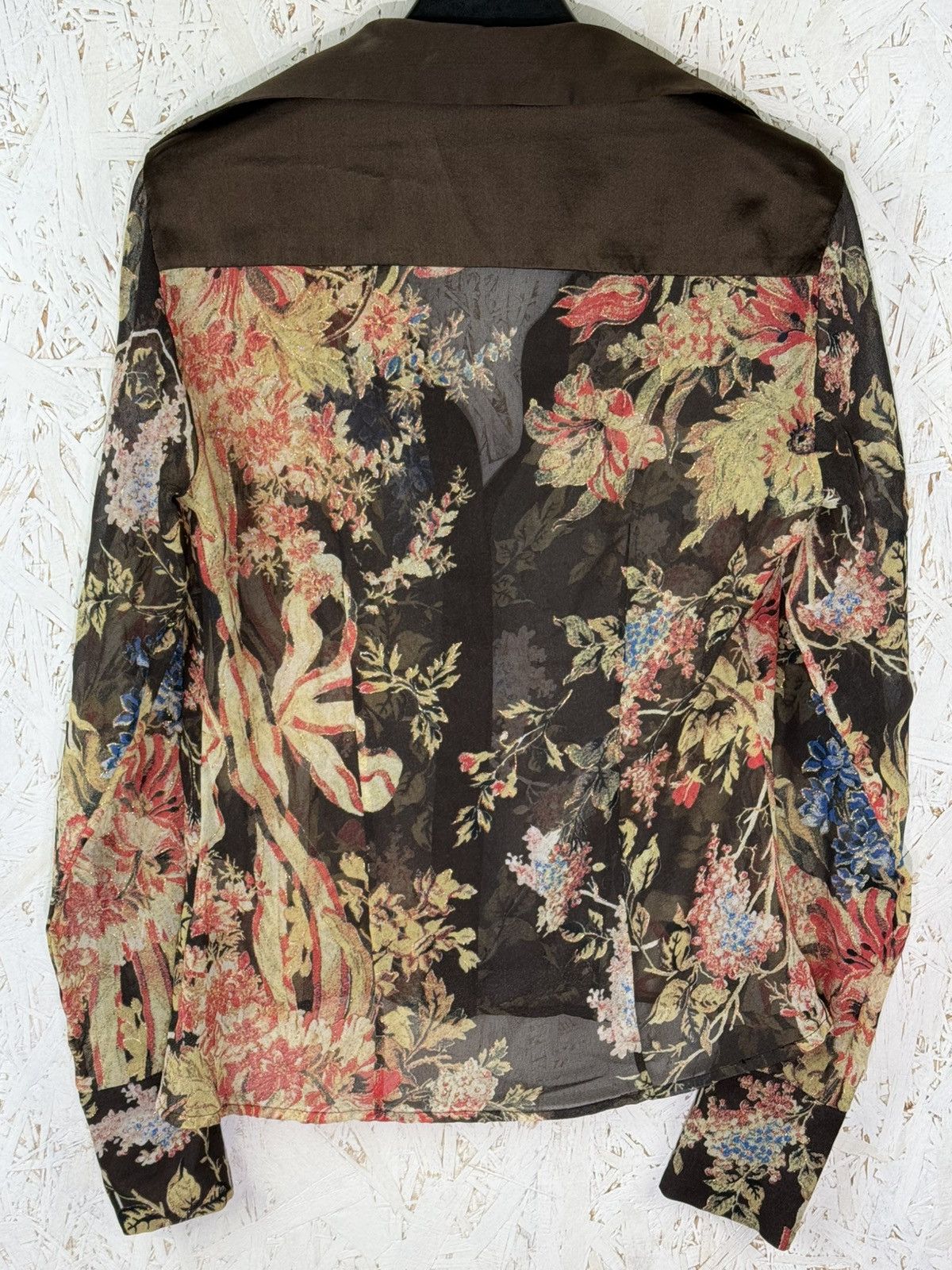 Just Cavalli Vintage Just Cavalli Floral Semi Sheer Silk Blouse Size 40 Size S / US 4 / IT 40 - 7 Thumbnail