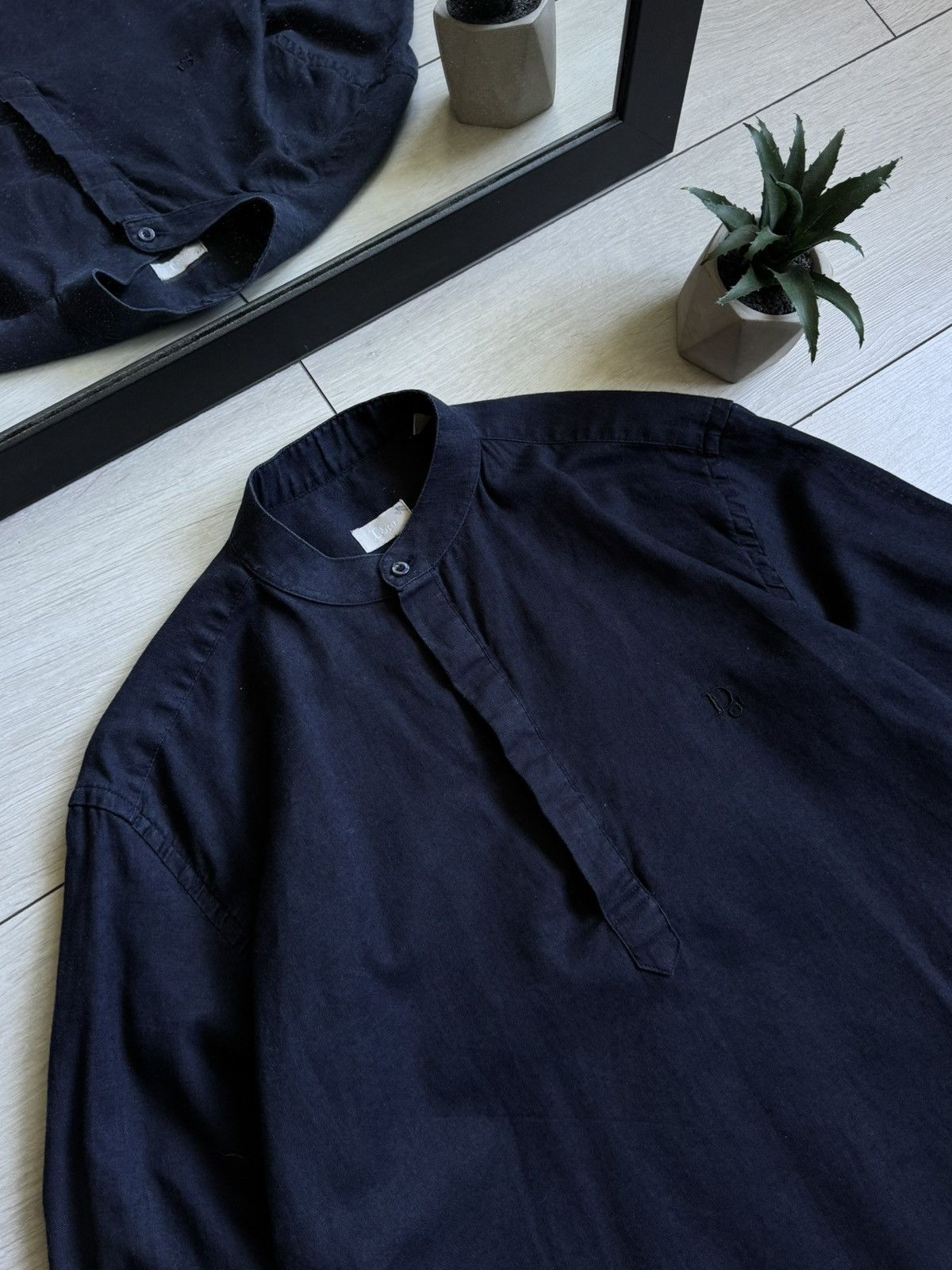 Dior Dior Linen Navy Luxury Button Up Shirt Size US L / EU 52-54 / 3 - 4 Thumbnail