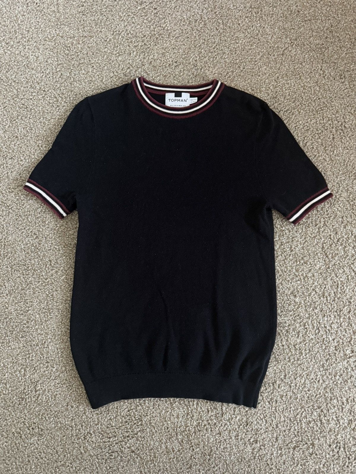 Topman Knit Tipped Piqué T-Shirt Size US S / EU 44-46 / 1 - 1 Thumbnail