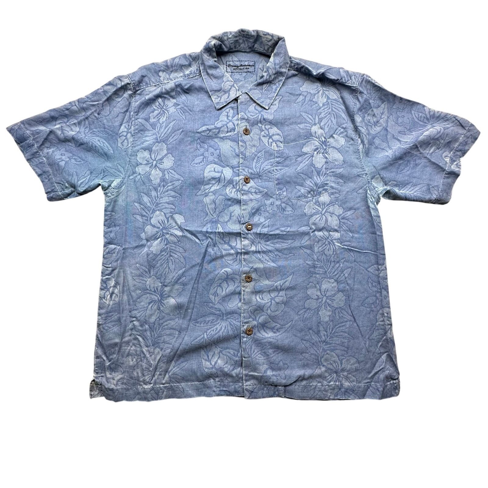 Tommy Bahama Tommy Bahama 100% Silk Floral Hawaiian Shirt Mens M Blue Size US M / EU 48-50 / 2 - 1 Thumbnail