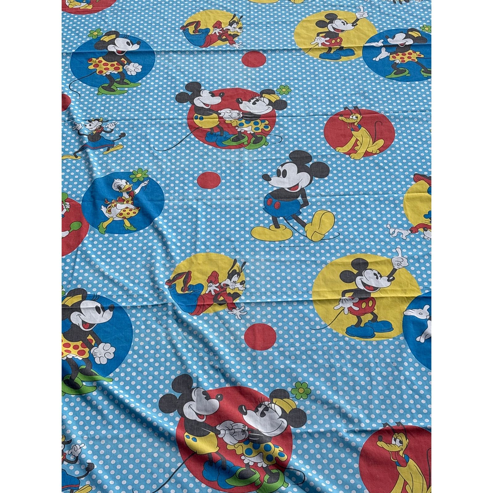 Disney VTG 70’s Mickey Mouse Walt Disney Wamsutta 63x104 sheet Size ONE SIZE - 3 Thumbnail