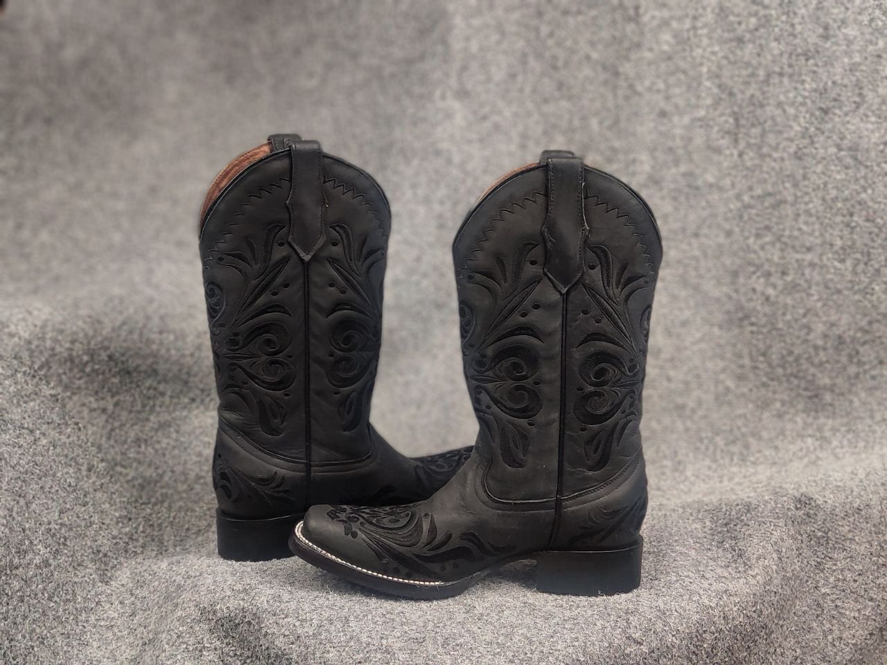 Sancho Boots Circle G Cowboy Western Black Leather Boots Vintage Shoes Size US 9 / IT 39 - 10 Thumbnail
