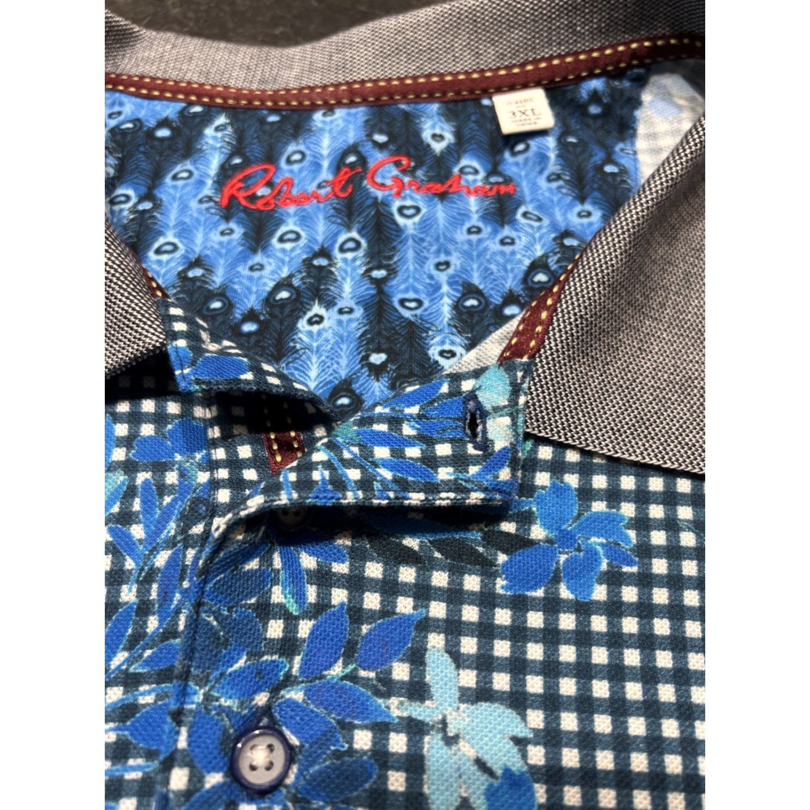 Robert Graham Robert Graham Polo Shirt Mens 3XL Blue Geometric Classic Fit Golf Preppy Size US XXL / EU 58 / 5 - 5 Thumbnail