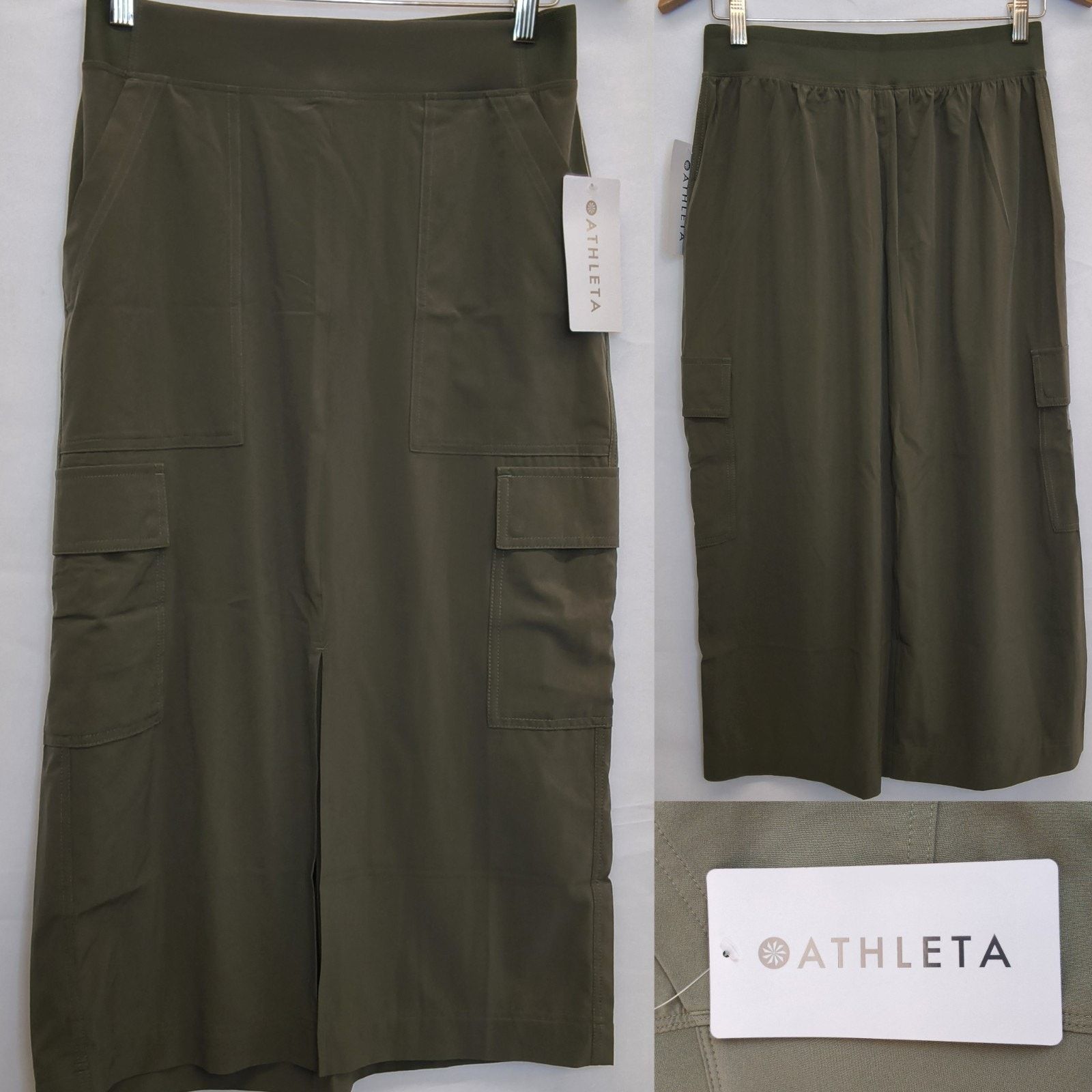 Athleta Athleta Brooklyn Heights Cargo Skirt sz 4 Green Midi NWT Size 27" / US 4 / IT 40 - 1 Thumbnail