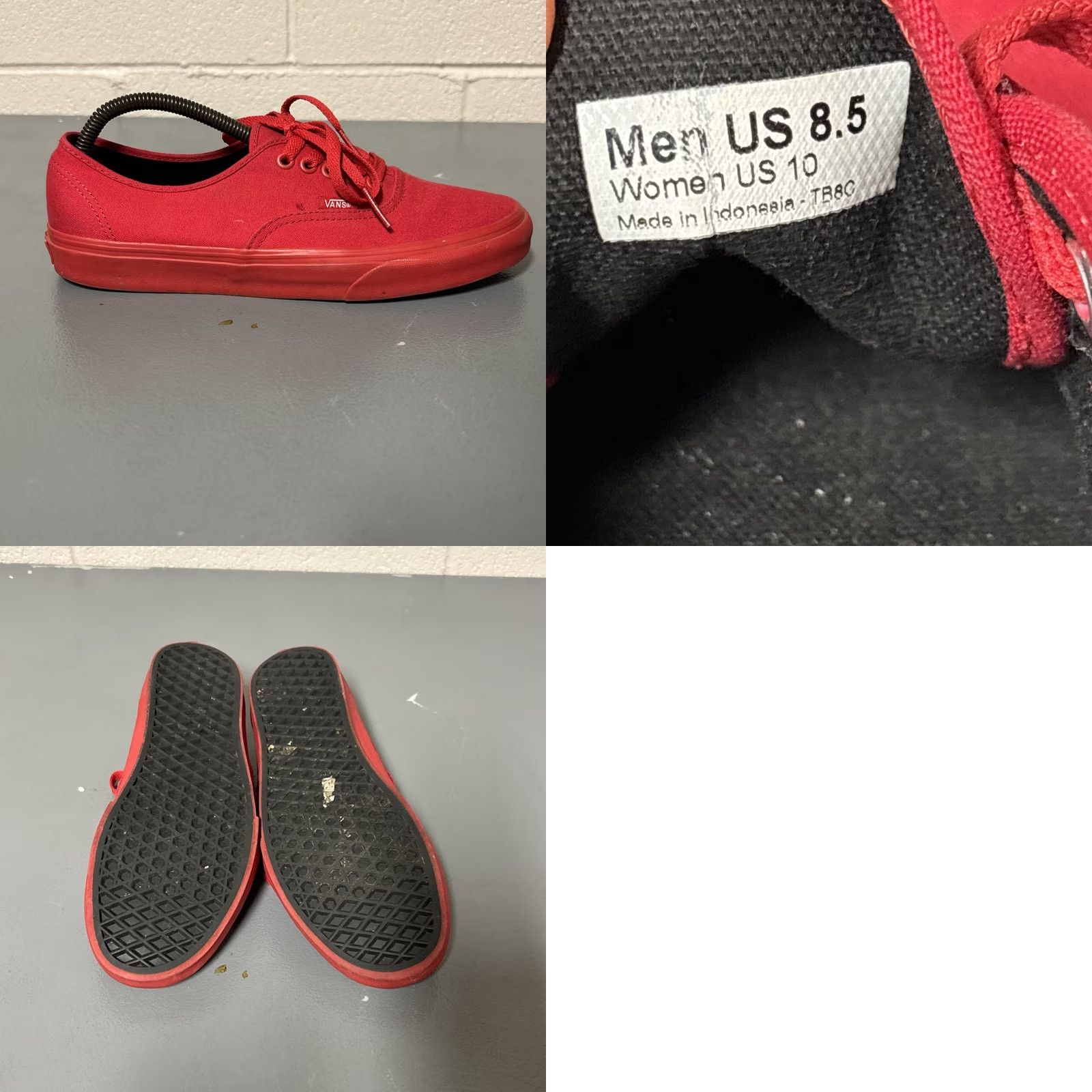 Vans VANS Unisex Red Canvas Lace-Up Low-Top Authentic Sneakers Size 8.5 Men’s Size US 9 / EU 42 - 8 Thumbnail