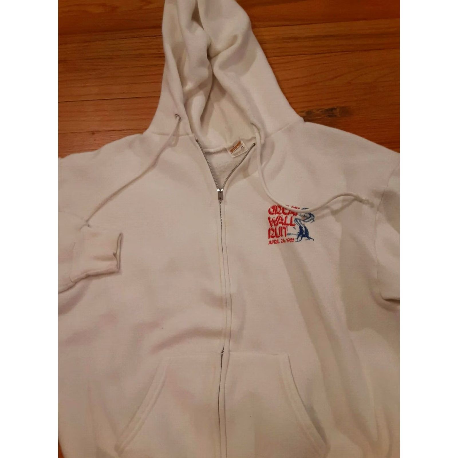 Vintage VINTAGE Sportswear Shirt Womens White Great Wall Run Hooded Sweatshirt April Med USA Size M / US 6-8 / IT 42-44 - 3 Thumbnail