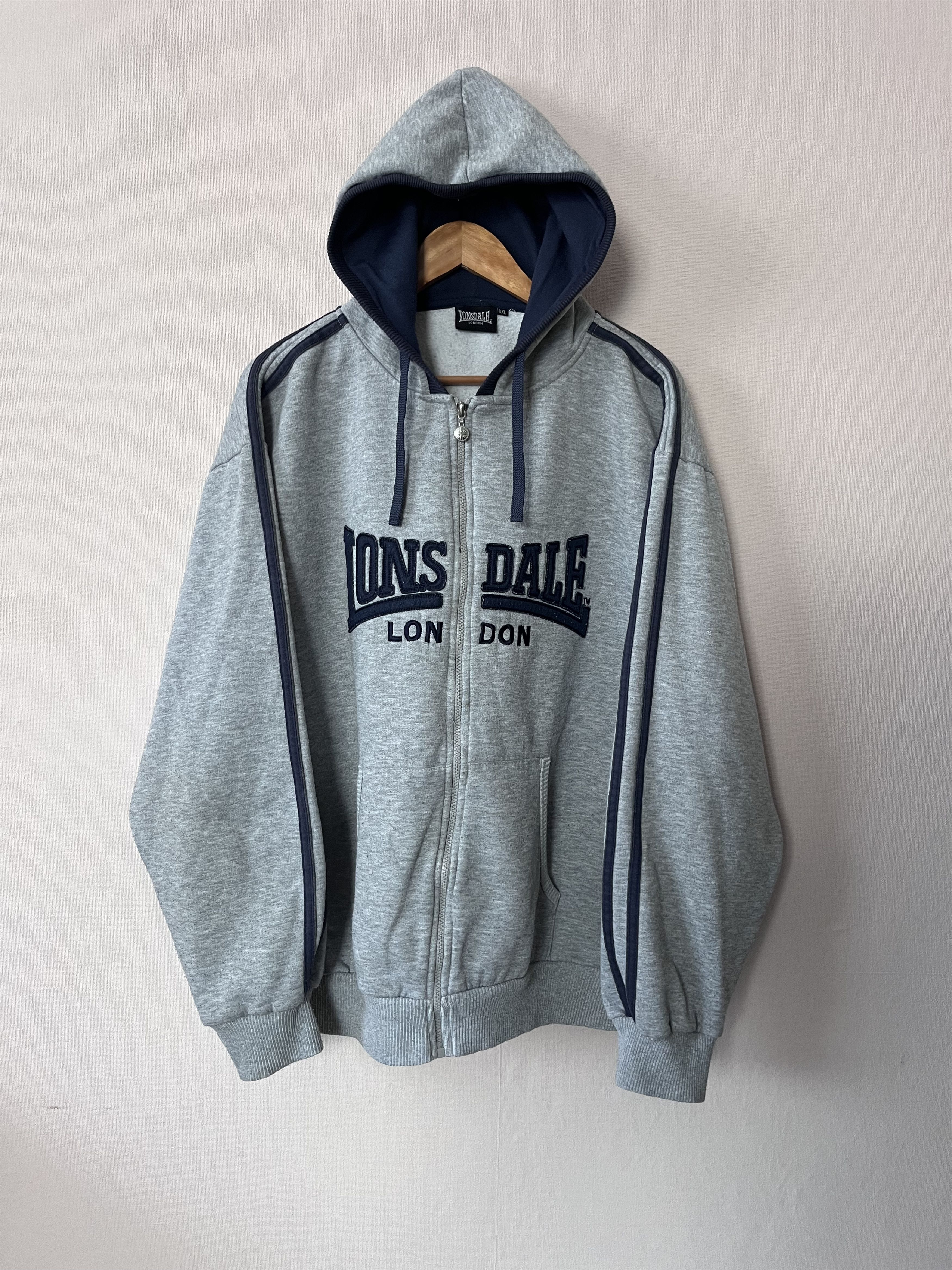 Lonsdale Vintage Lonsdale London Zip Hoodie Punk Mod Casuals Y2K Gray Size US XXL / EU 58 / 5 - 1 Thumbnail