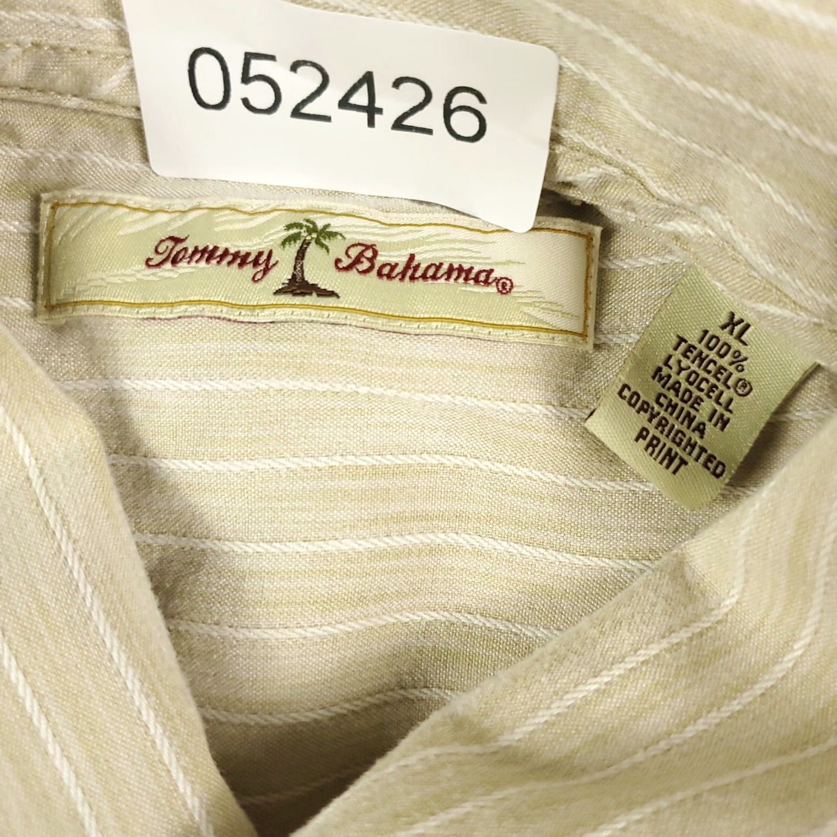 Tommy Bahama Tommy Bahama Shirt XL Beige Striped Hawaiian Button-Up Short Sleeve Mens Size US XL / EU 56 / 4 - 6 Thumbnail
