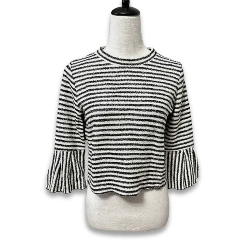 Other Urban Romantics Crop Top Flared Sleeves Stripe Black/White S Size S / US 4 / IT 40 - 1 Thumbnail