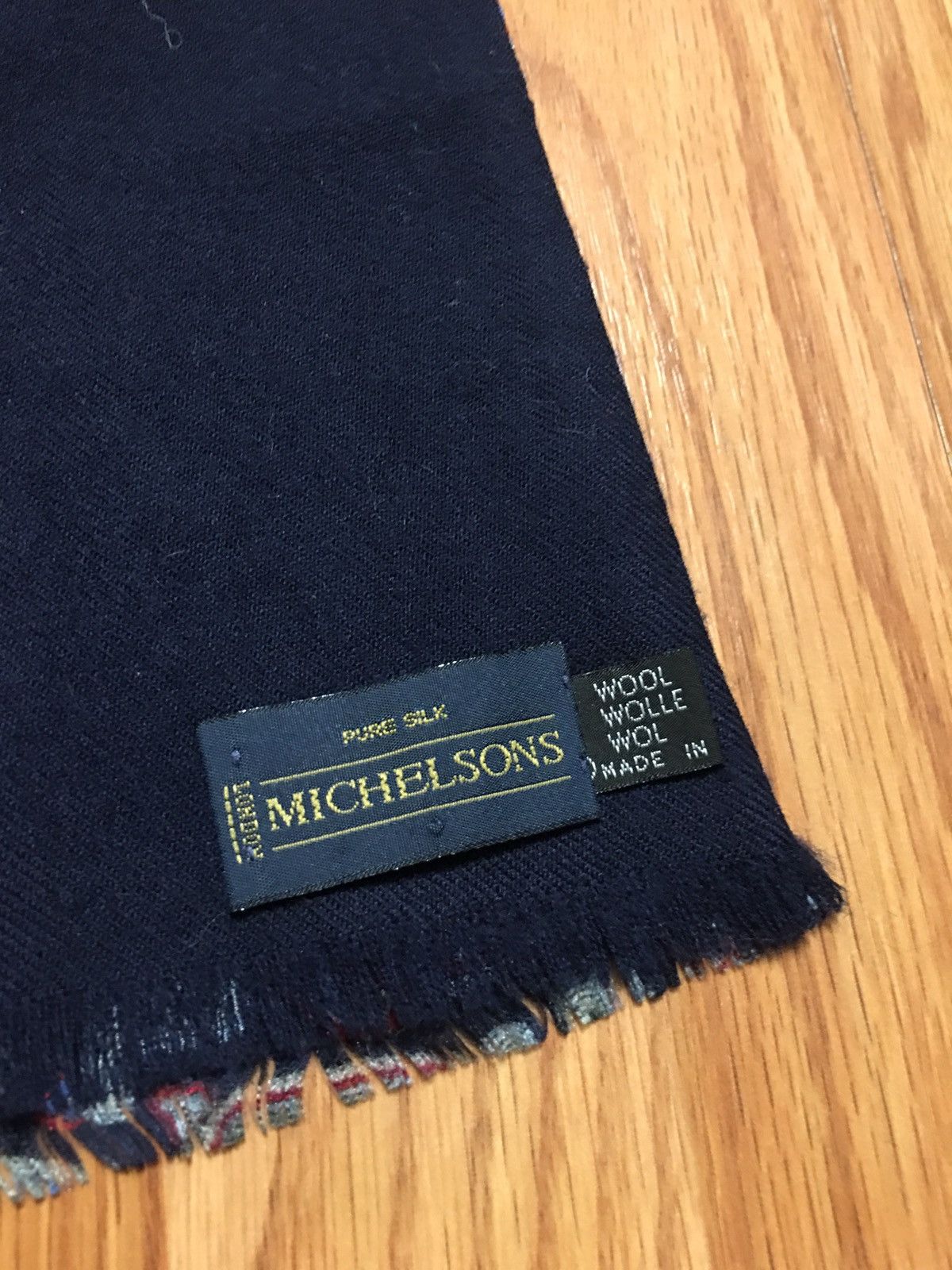 Vintage Michelsons London England Elegant Mens Silk Wool Scarf Size ONE SIZE - 3 Thumbnail