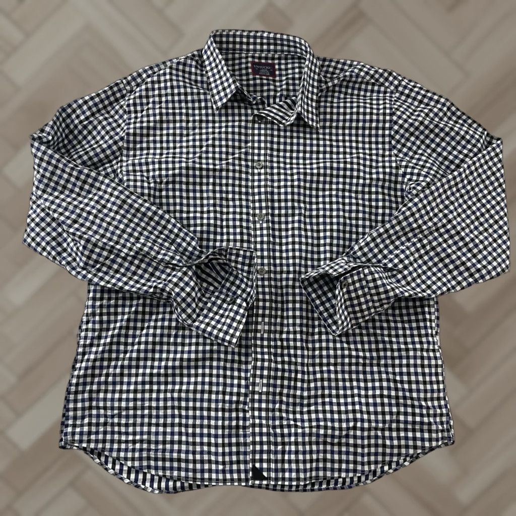 UNTUCKit UNTUCKit Plaid Shirt Men's Large Blue White Long Sleeve Button-Up Regular Fit Size US L / EU 52-54 / 3 - 1 Thumbnail