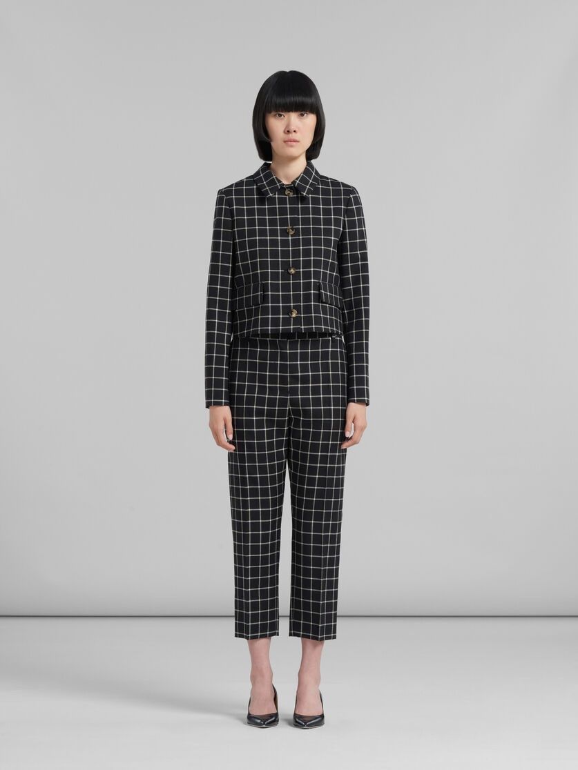 o1w1db10824 Checked Wool Pant in Black White