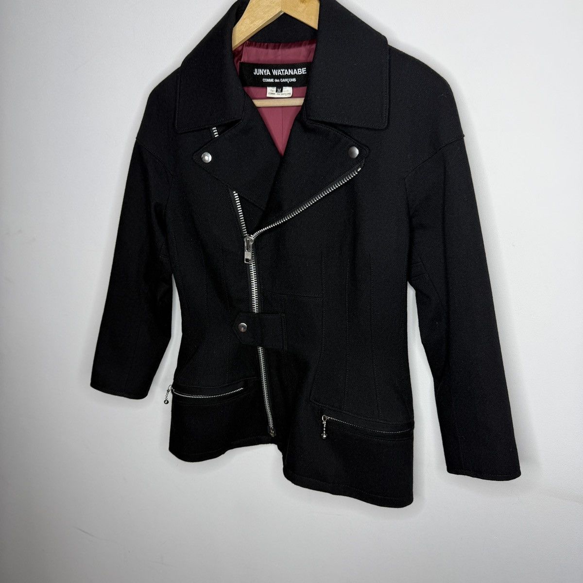 Comme des Garcons JUNYA WATANABE COMME des GARCONS Riders Jacket Black Wool Size M / US 6-8 / IT 42-44 - 2 Thumbnail