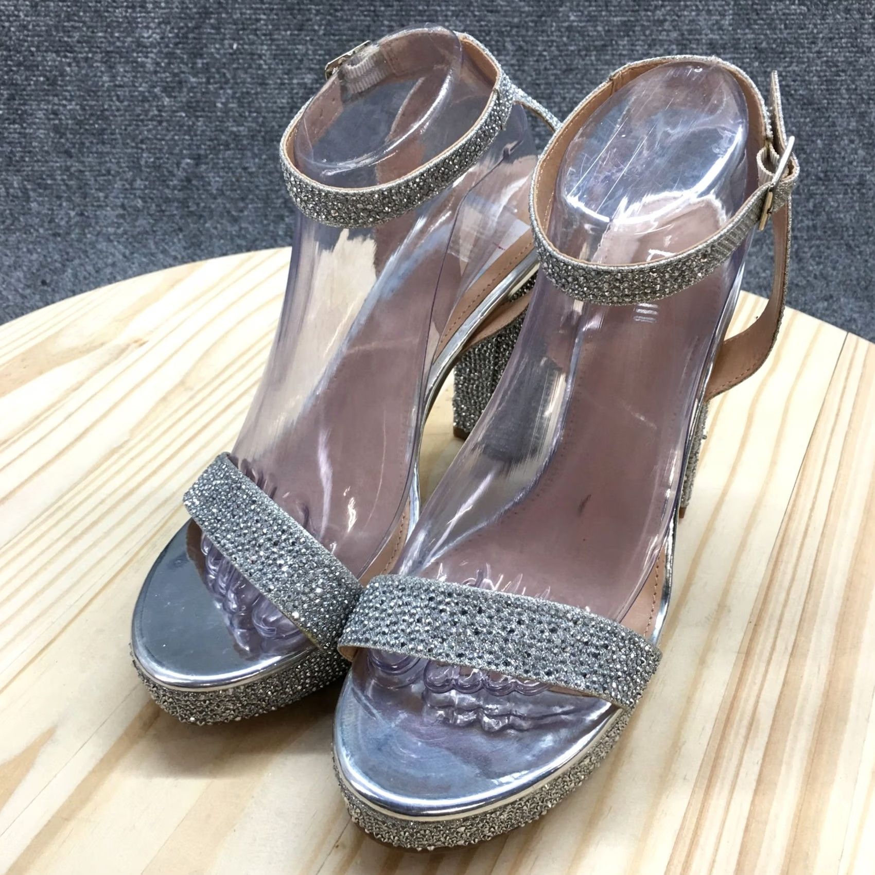 Bar III Bar III Heels Womens 8.5 M Ivy Platform Ankle Strap Silver Open Toe Block NEW Shoes Size US 9 / IT 39 - 3 Thumbnail