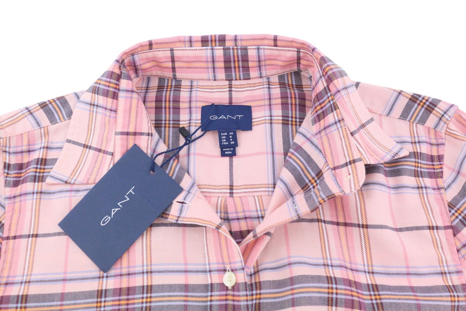Gant CHECK TWILL EU34 Flannel Button-Up Pink Shirt 84987 Size XS / US 0-2 / IT 36-38 - 4 Thumbnail