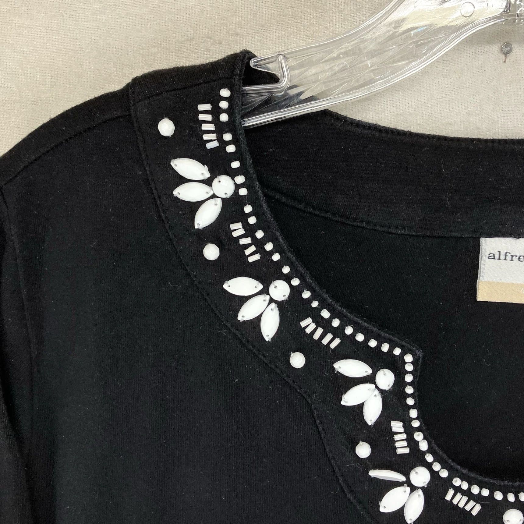 Vintage Alfred Dunner Tunic L 3/4 Sleeve Black Embroidery Rhinestones Dark Gothic Size L / US 10 / IT 46 - 6 Thumbnail