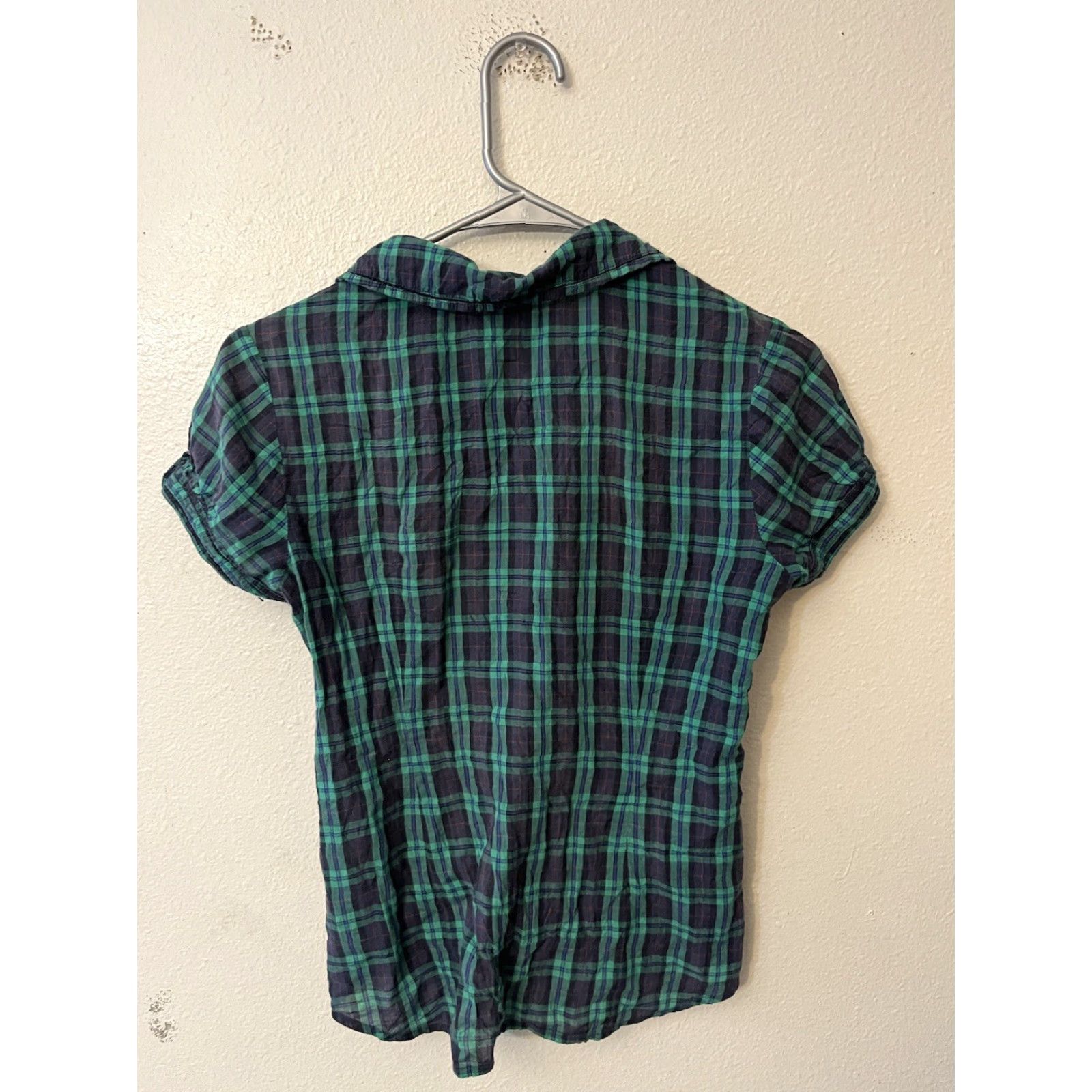 Vintage VINTAGE American Eagle Shirt Plaid Short Sleeve Button-Up Women Size 2 Green 100% Cotton Womens Size XS / US 0-2 / IT 36-38 - 3 Thumbnail