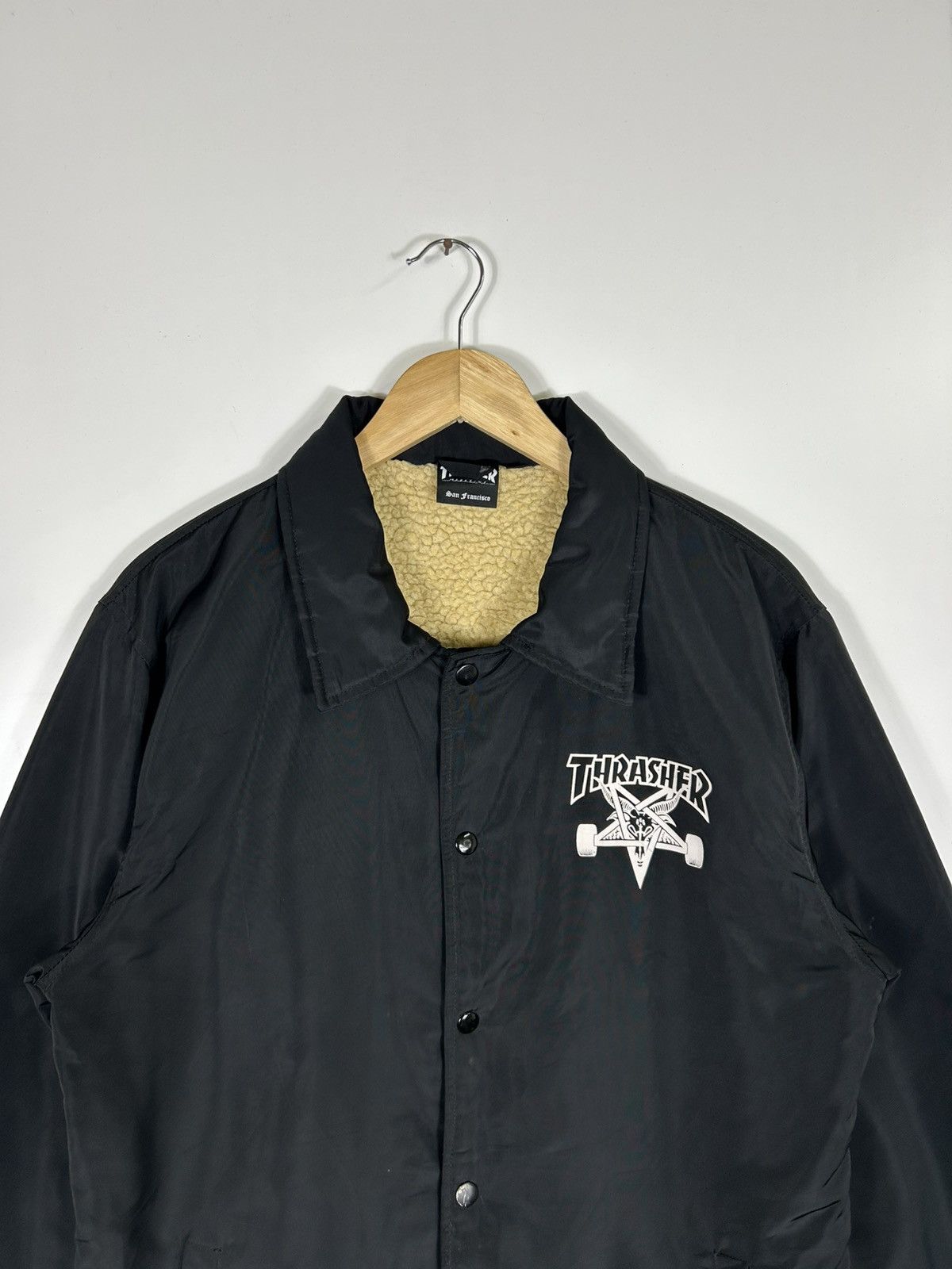 Thrasher Y2K Thrasher Sherpa-Lined Coach Jacket – Black Skateboarding Size US M / EU 48-50 / 2 - 5 Thumbnail