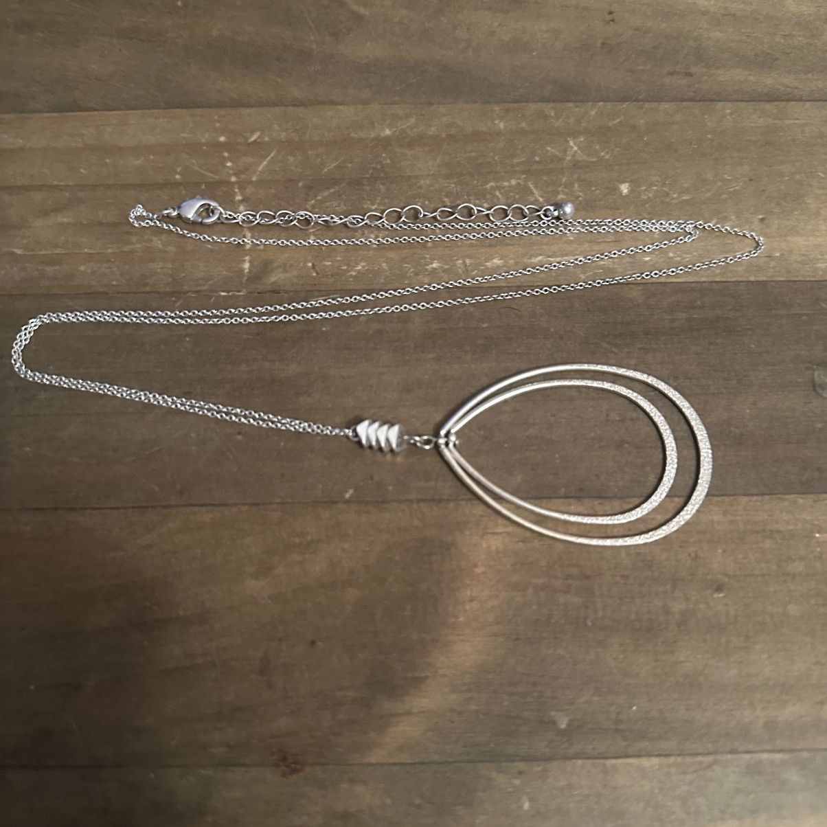 Other Long silver tone double layered teardrop pendant necklace Size ONE SIZE - 3 Thumbnail