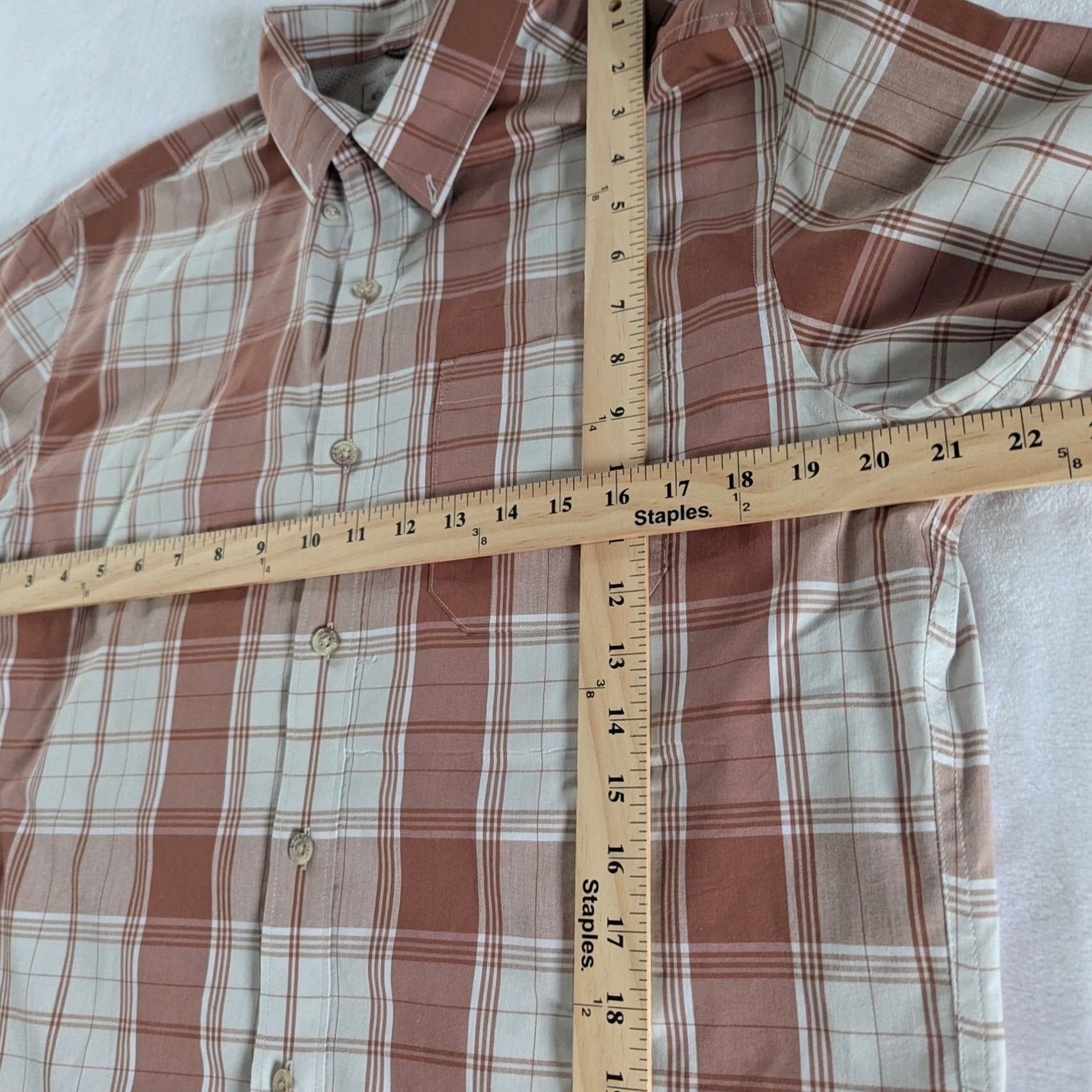 Eddie Bauer Eddie Bauer Mens Classic Fit Plaid Short Sleeve Button Up Shirt M Beige Cotton Blend Pocket Casual Summer/Spring Mens Size US M / EU 48-50 / 2 - 5 Thumbnail