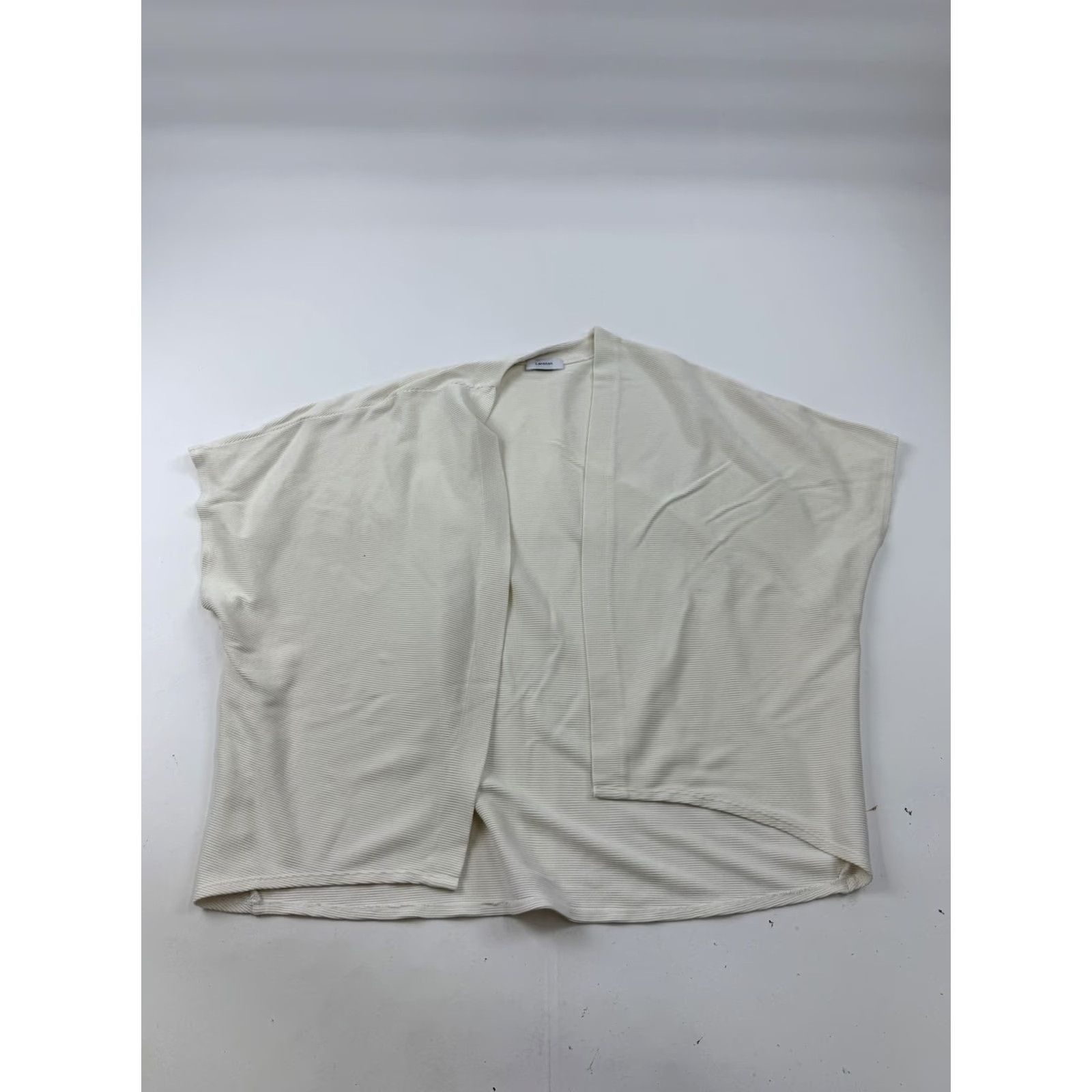 Vintage Lanston Blouse Womens S White Kimono Open Front Ribbed Knit Cardigan USA Size S / US 4 / IT 40 - 2 Thumbnail