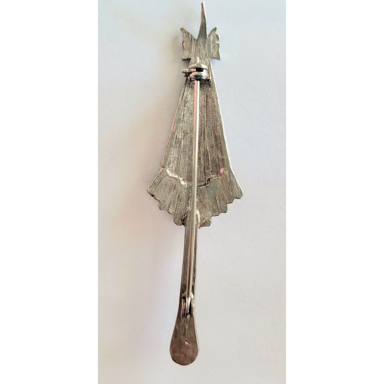 Other Vintage Umbrella Brooch Pin Silver Red Clear Rhinestones Size ONE SIZE - 2 Thumbnail