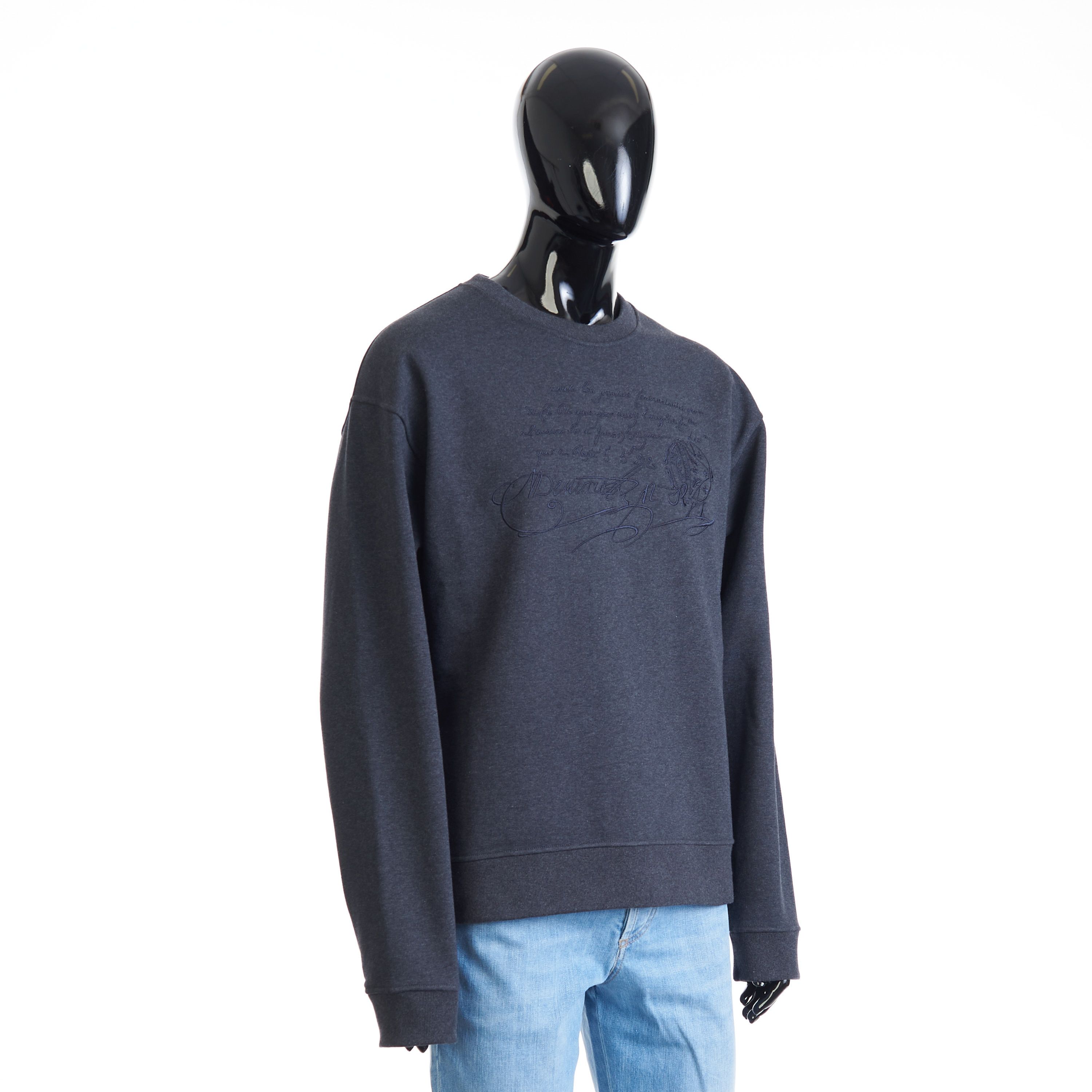 Berluti Embroidered Scritto Sweatshirt - Dark Grey Melange Size US XL / EU 56 / 4 - 8 Thumbnail