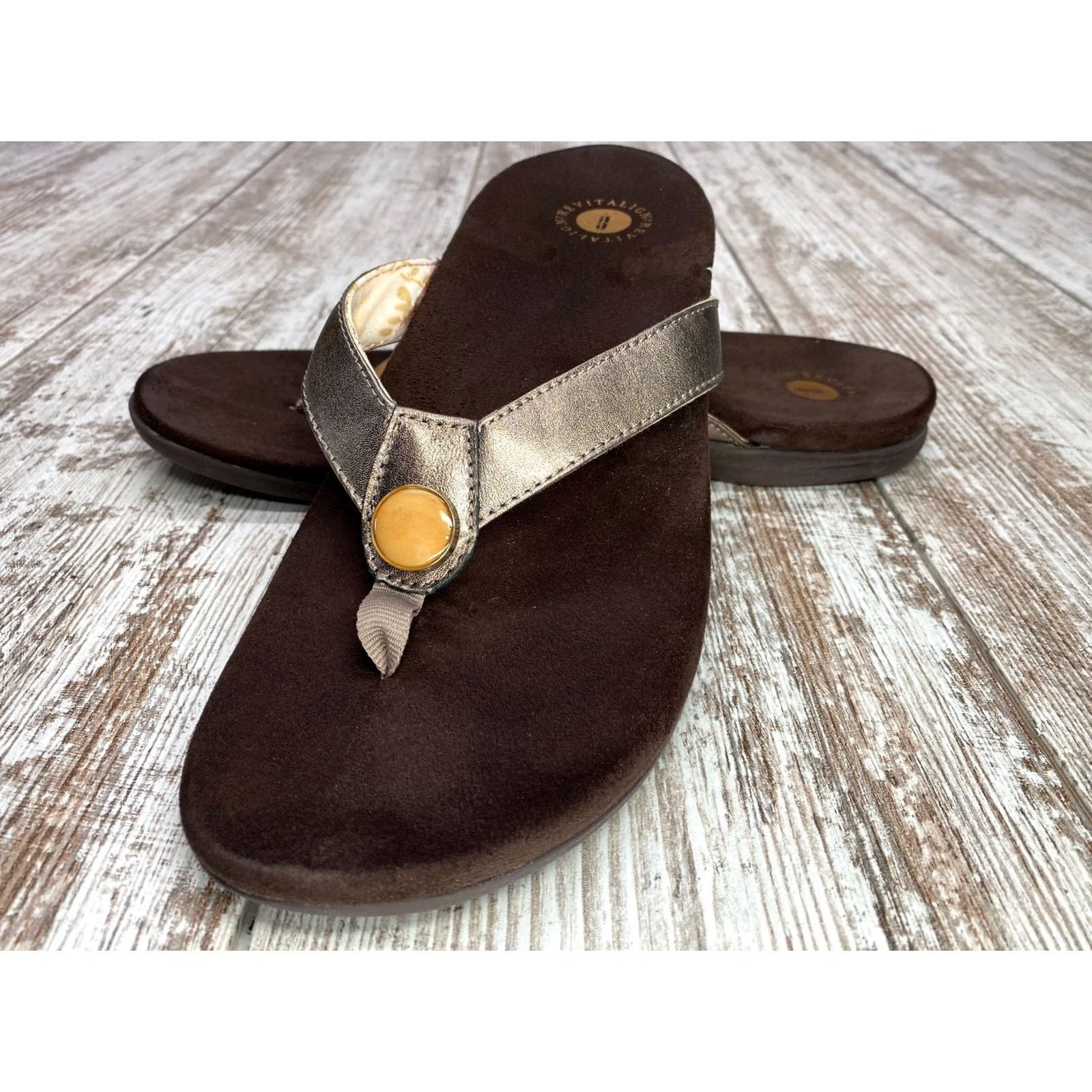 Vintage Revitalign Starling Bronze Women's 11B Orthotic Flip Flop Sandal Shoes Sandal Size US 11 / IT 41 - 2 Thumbnail