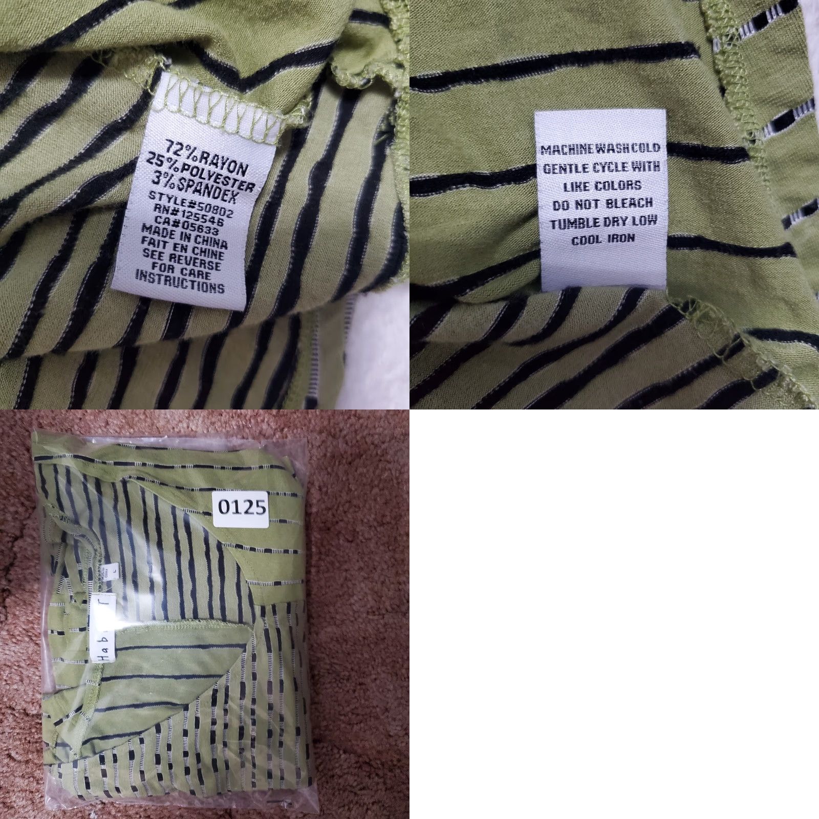 Habitat Habitat Tunic Top Women L Green Black Stripe Lagenlook Boho Scoop Neck Long Sleeve Pullover Shirt Blouse Casual Size L / US 10 / IT 46 - 8 Thumbnail