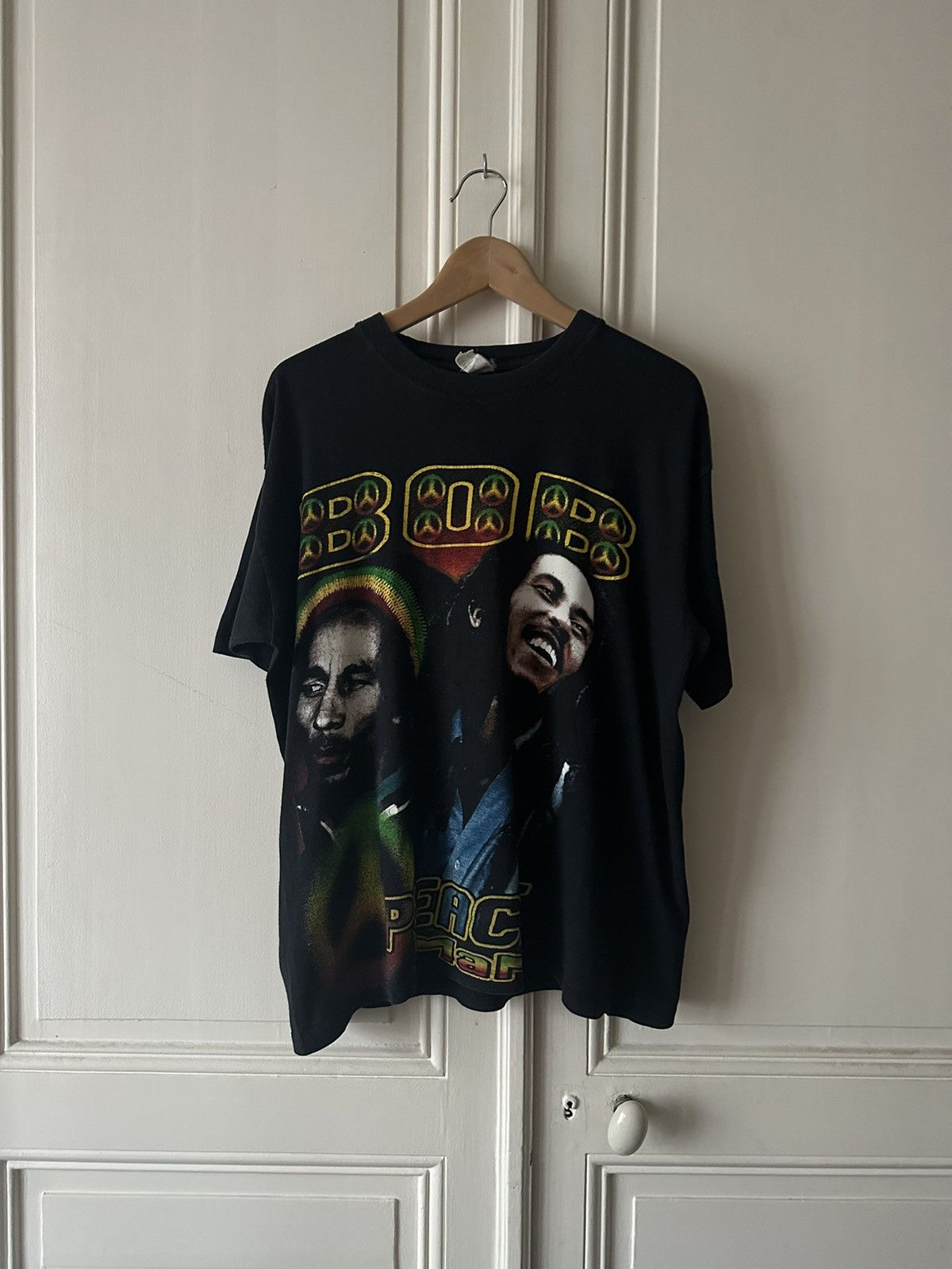 image of Late 90's Bob Marley "peace Man" Tee - XL in Black, Men's