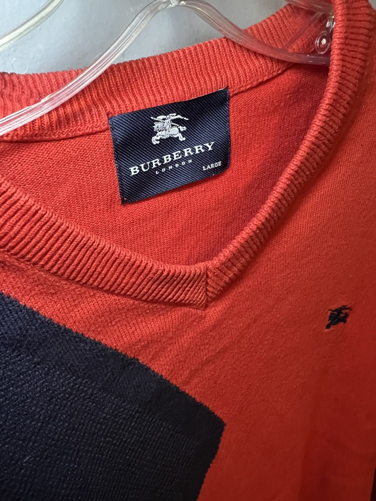 Burberry Vintage Burberry multi knit colour split v-neck sweater Size US L / EU 52-54 / 3 - 9 Thumbnail