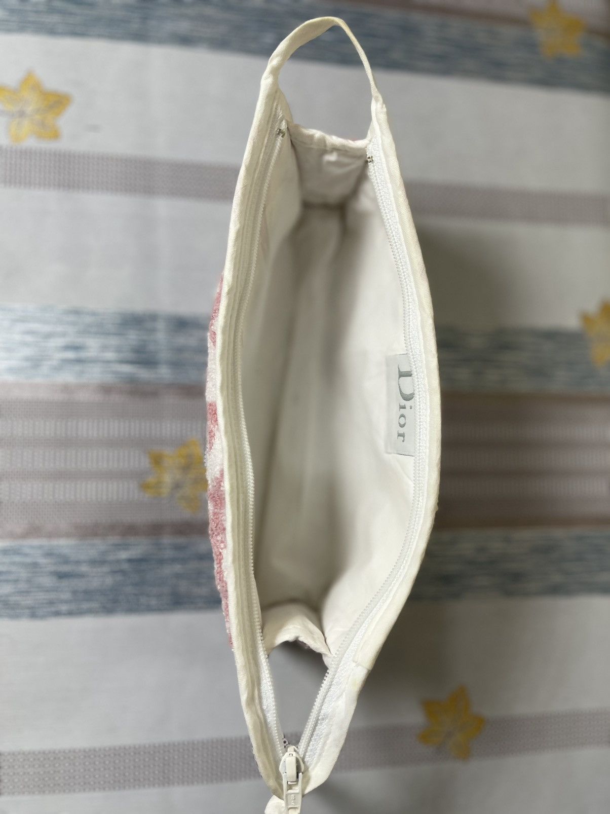 Dior Dior Vanity Case pink white cotton Size ONE SIZE - 7 Thumbnail