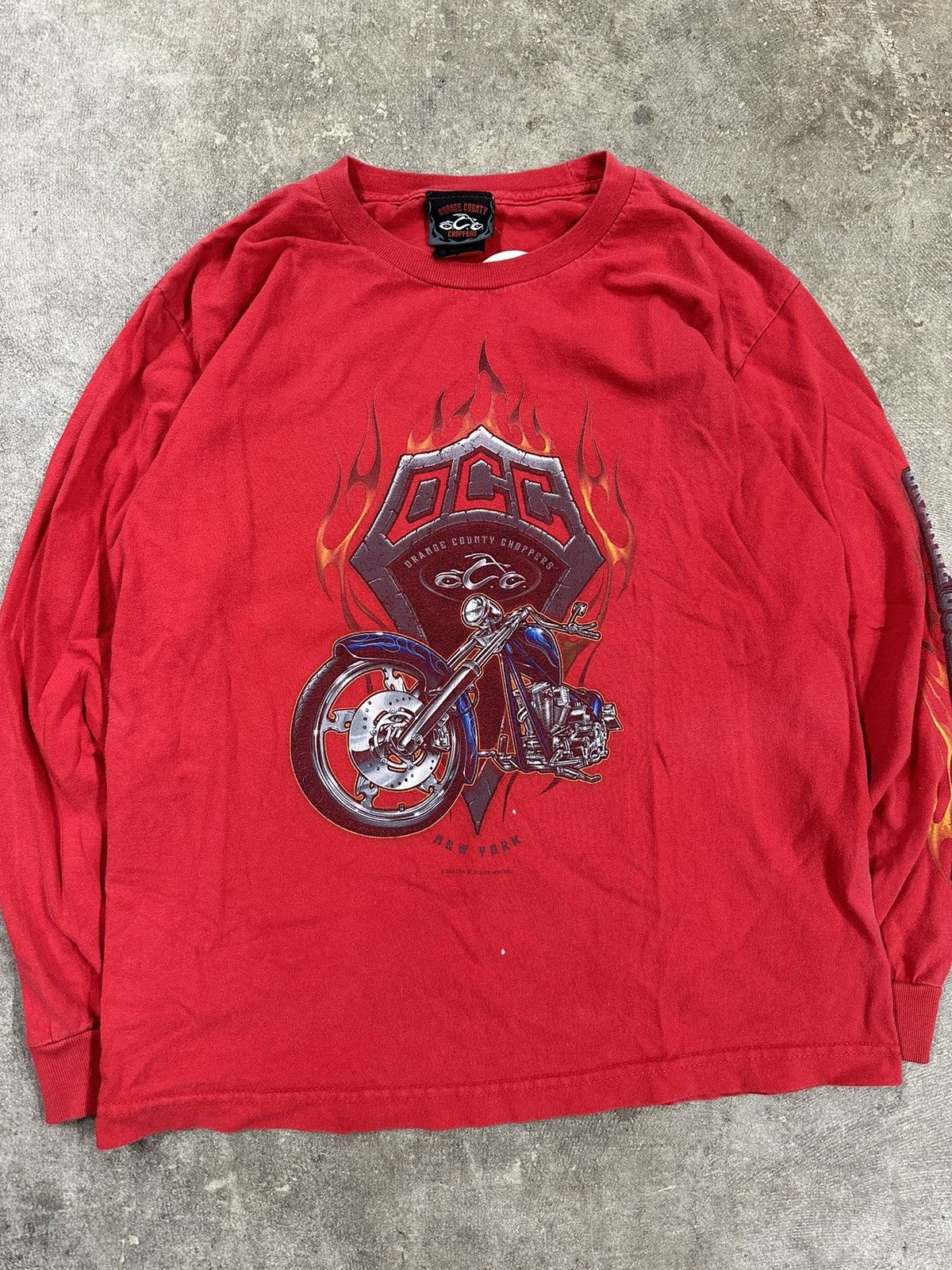 West Coast Choppers Crazy Y2K Orange County Choppers Motorcycle Flames LS Shirt Size S / US 4 / IT 40 - 3 Thumbnail